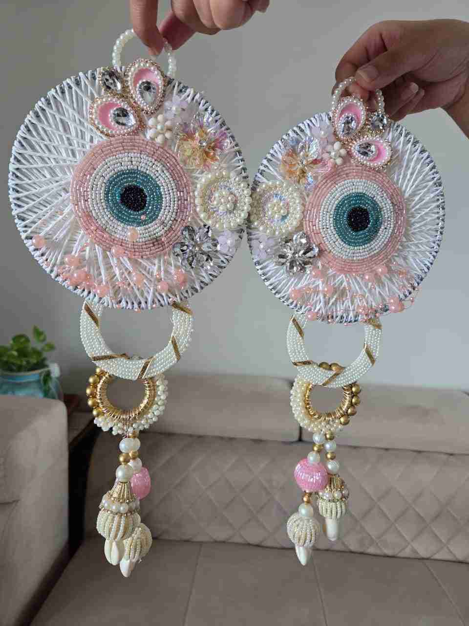Prettiest Pastel Pink Evil-Eye Long hanging pairs
