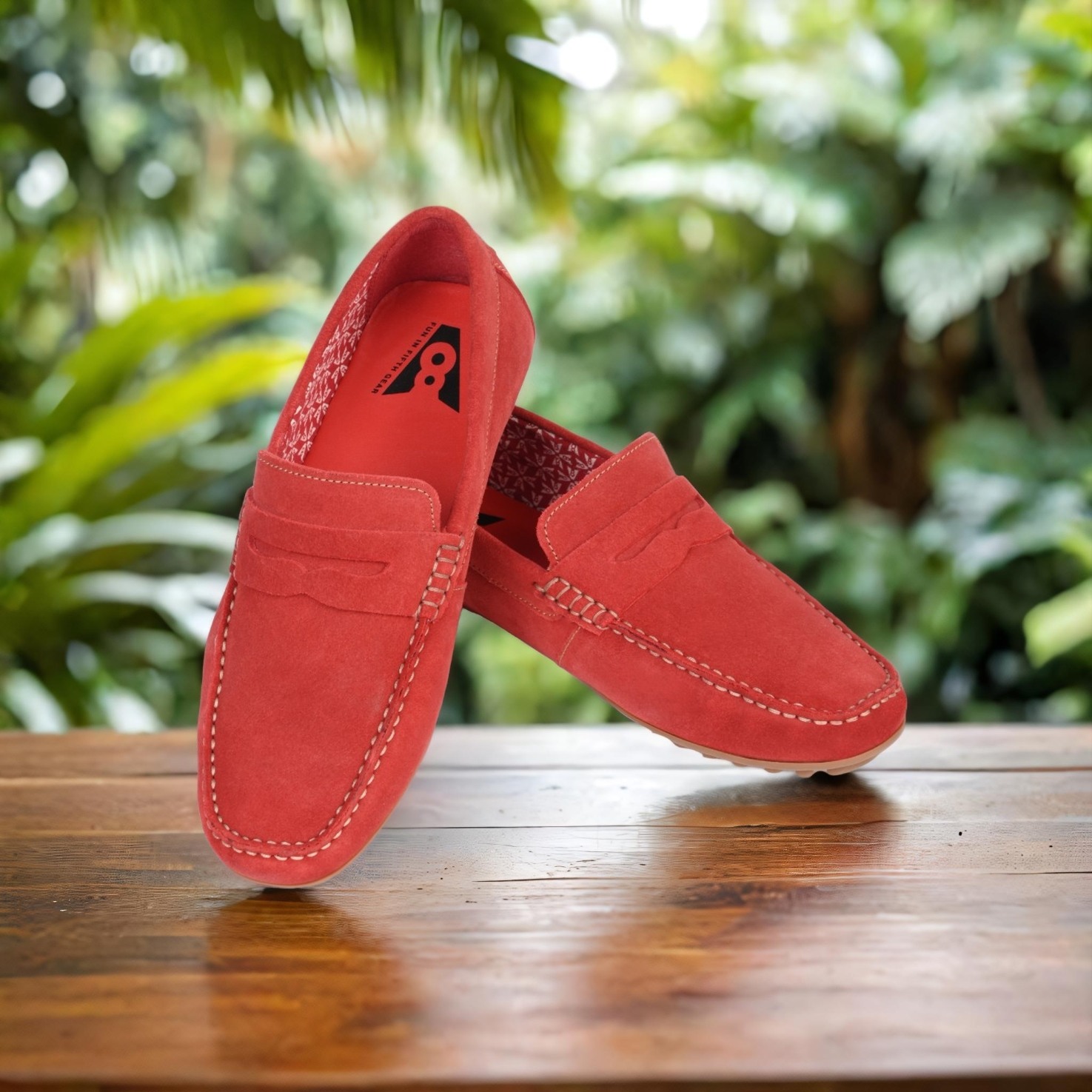 The Seti Red Suede Men Casual Drivers V8 By Ruosh