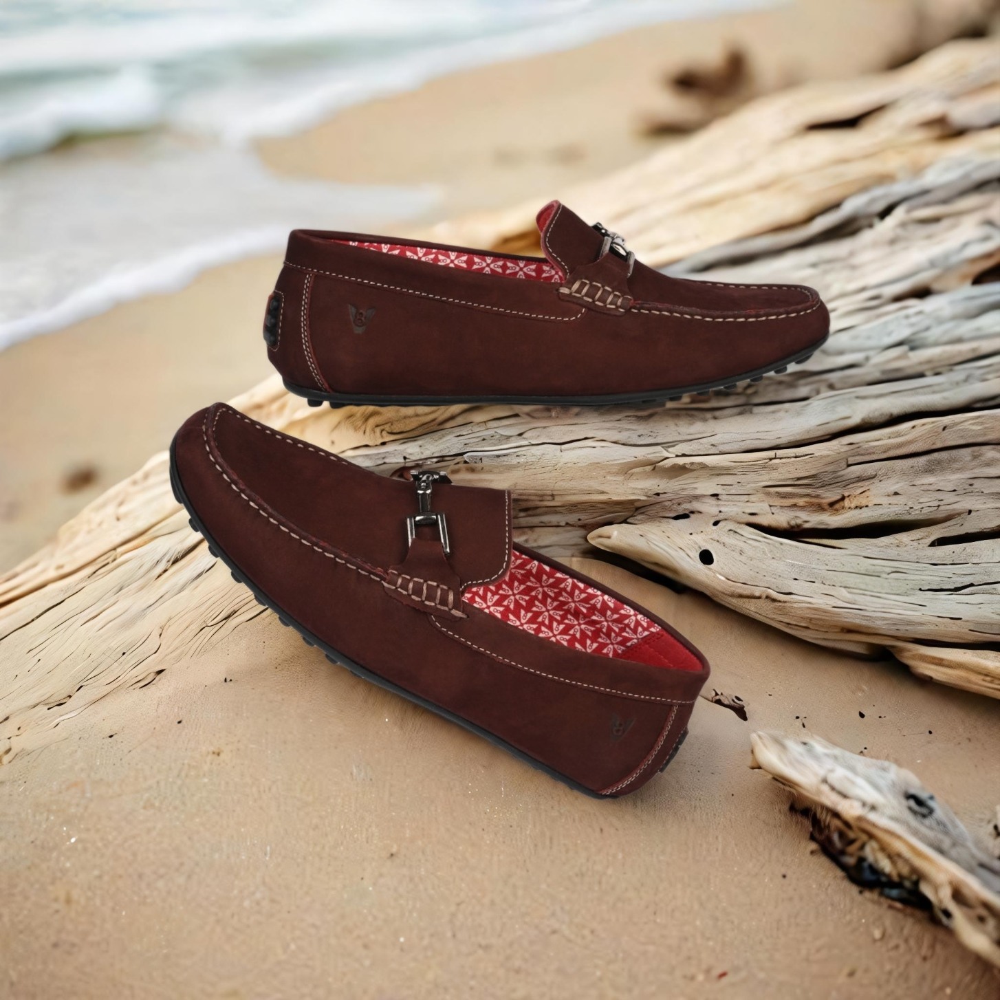 The Seti Burgandy Suede Men Casual Drivers V8 By Ruosh