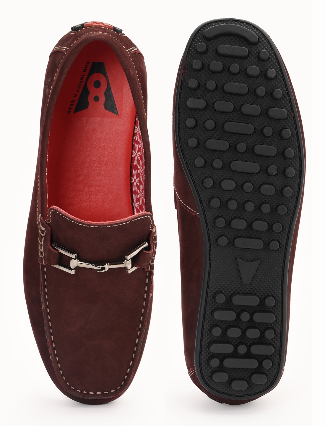 The Seti Burgandy Suede Men Casual Drivers V8 By Ruosh
