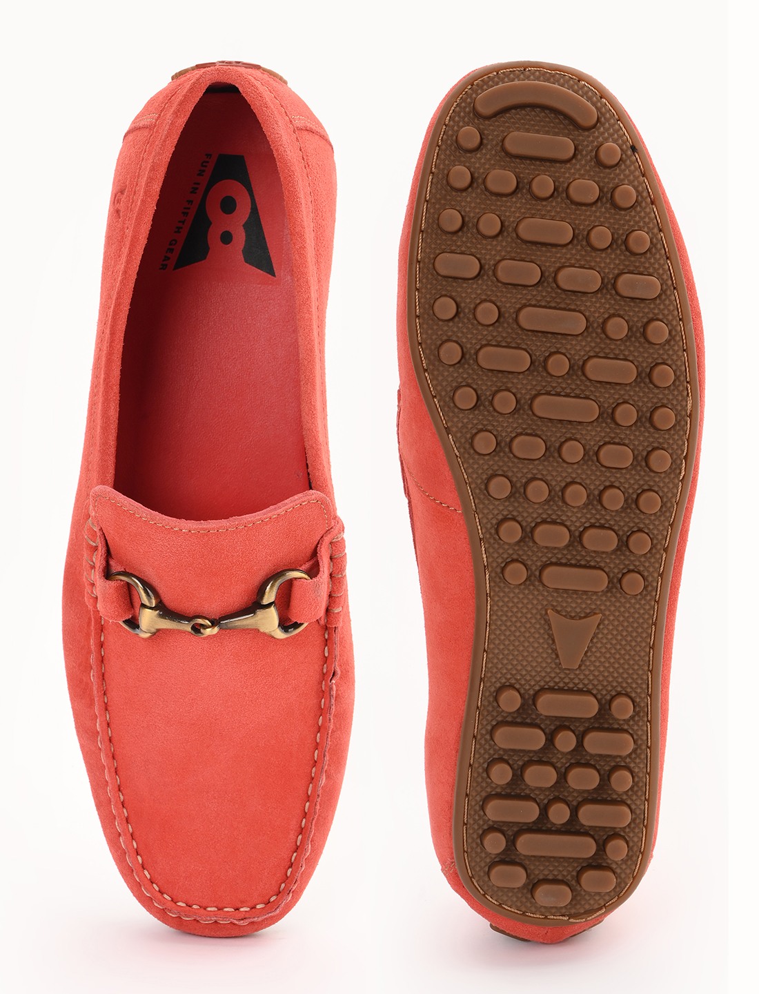 The Seti Red Suede Men Casual Drivers V8 By Ruosh