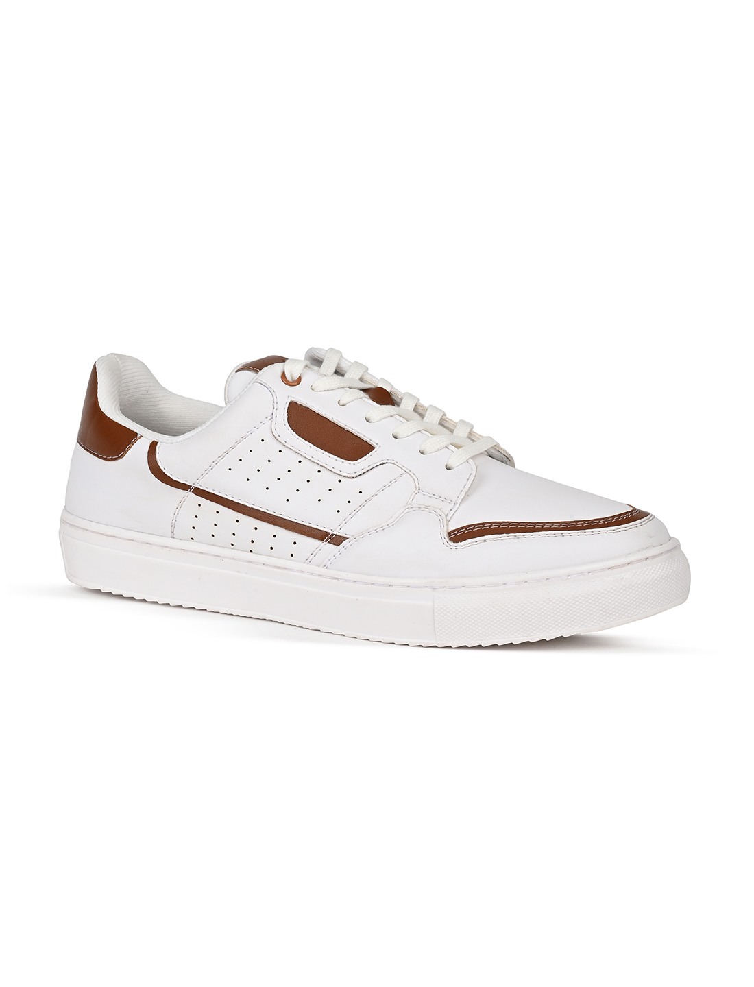The Aldor White & Tan Men Casual Sneaker V8 By Ruosh