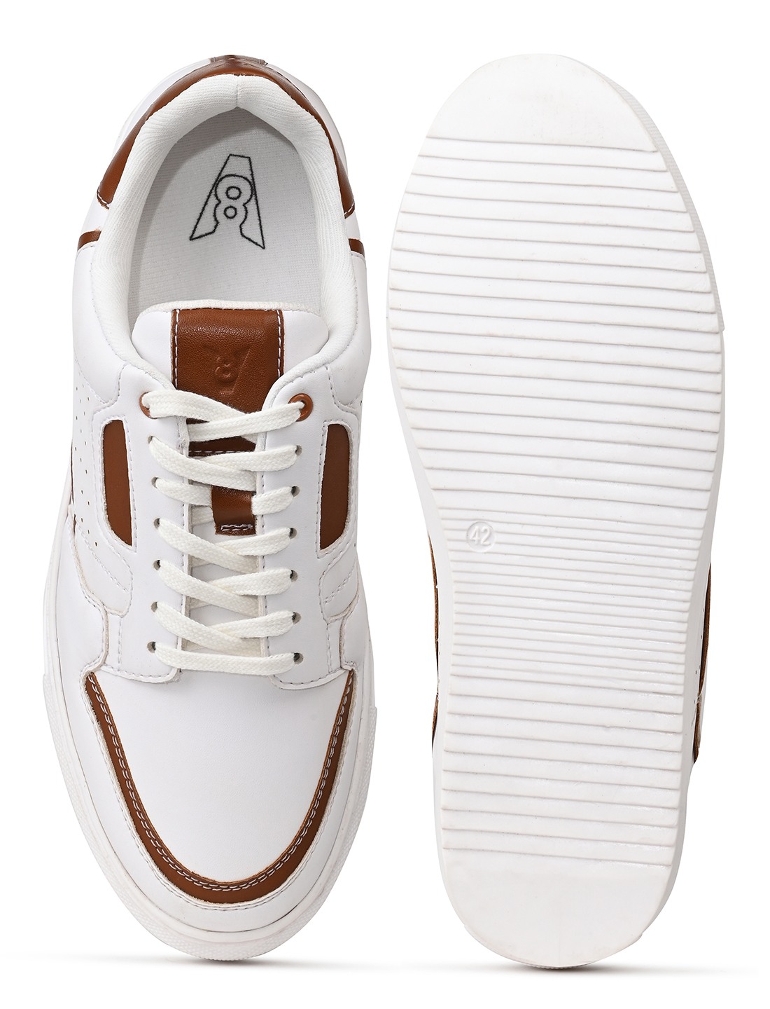The Aldor White & Tan Men Casual Sneaker V8 By Ruosh