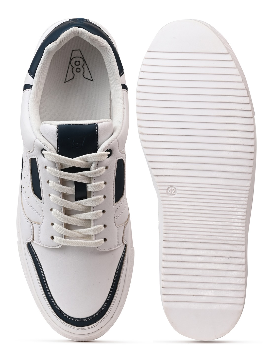 The Aldor White & Navy Men Casual Sneaker V8 By Ruosh