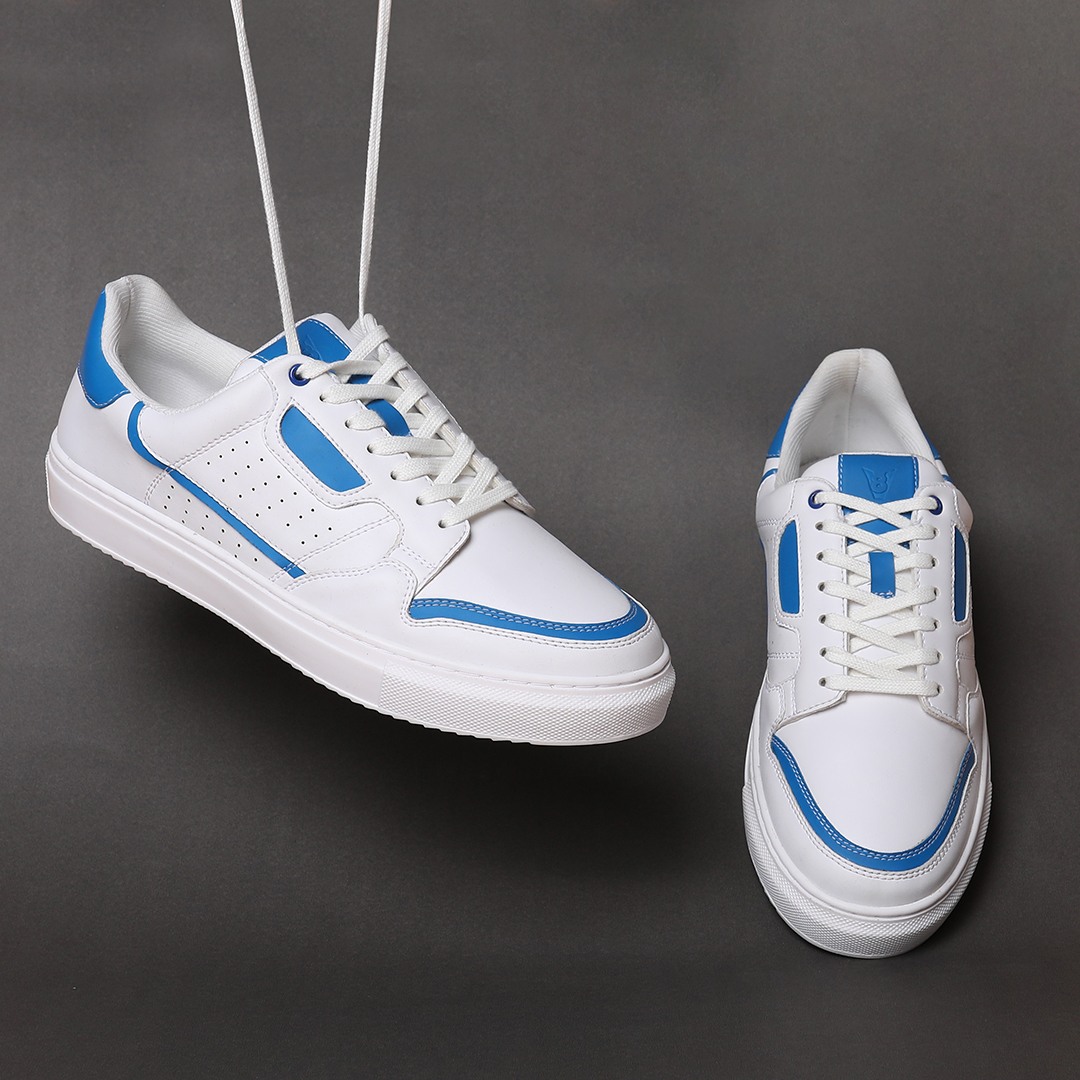 The Aldor White & Blue Men Casual Sneaker V8 By Ruosh