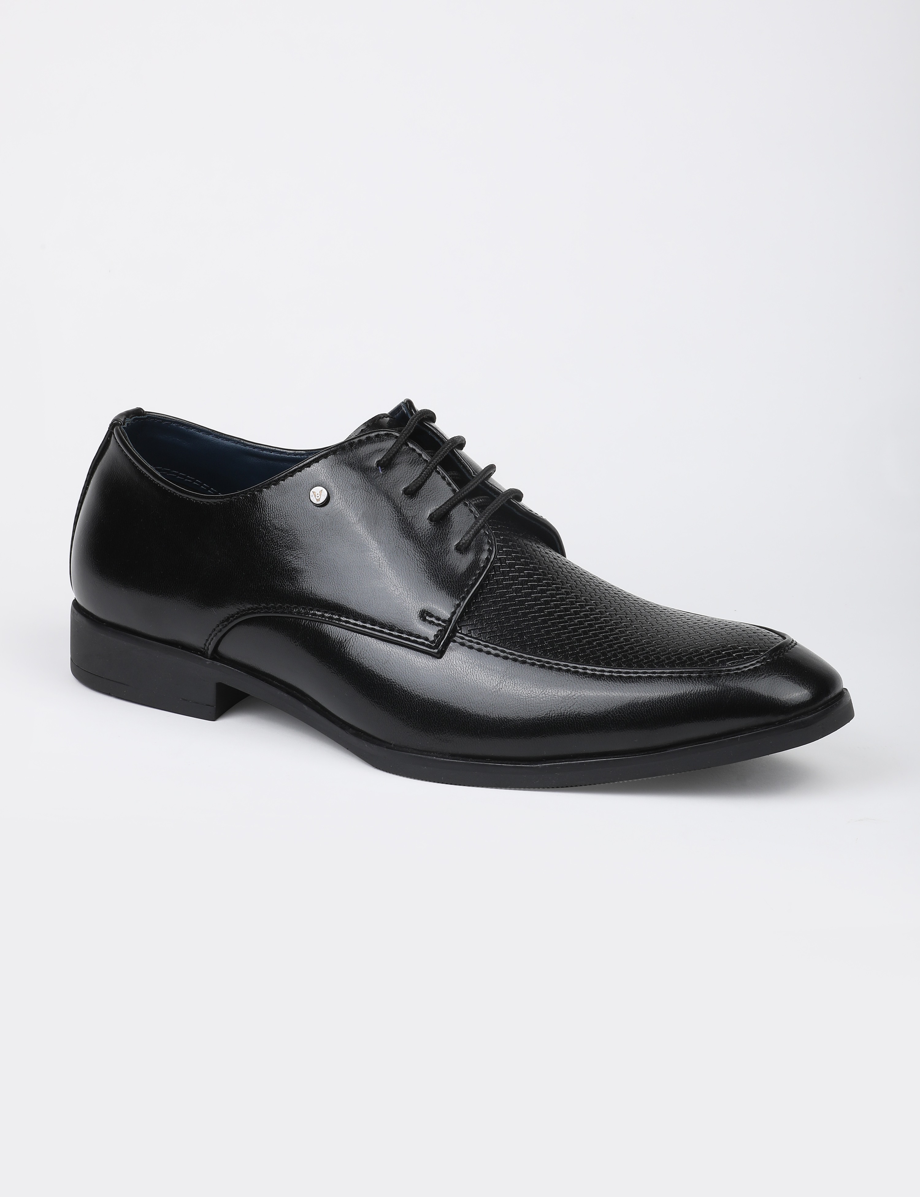 The Aura Black Men Apron Toe Derby V8 By Ruosh
