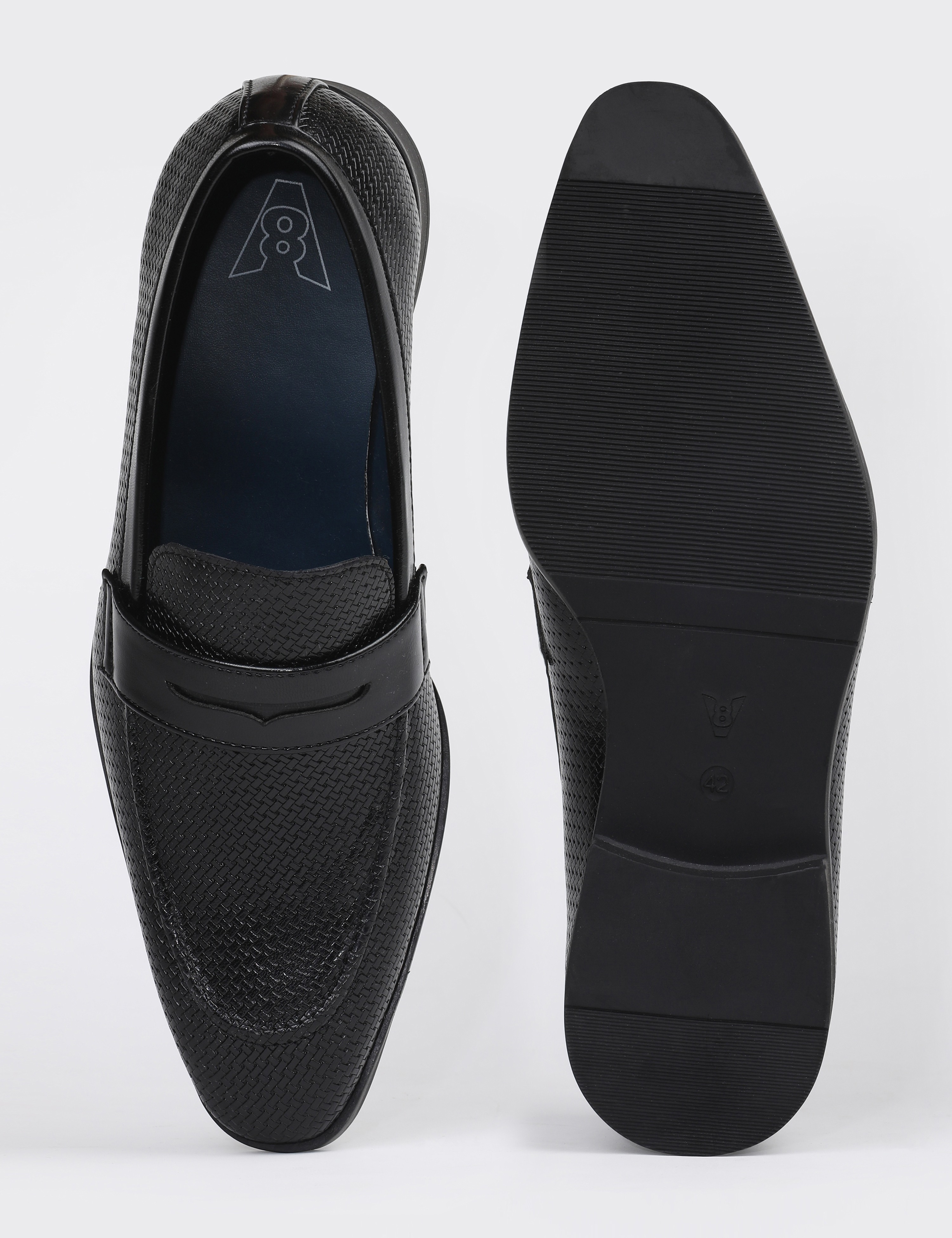 The Kobe Black Textured Formal Penny Loafer V8 By Ruosh