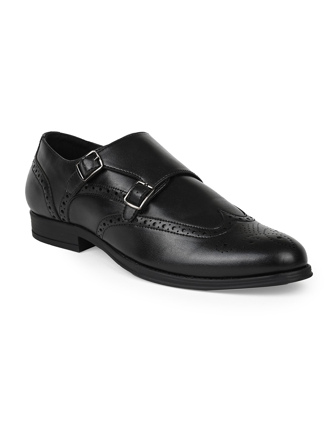 The Bruno Black Men Formal Brogue Monk V8 By Ruosh