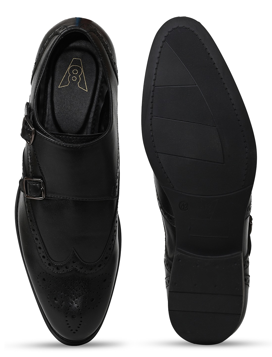 The Bruno Black Men Formal Brogue Monk V8 By Ruosh