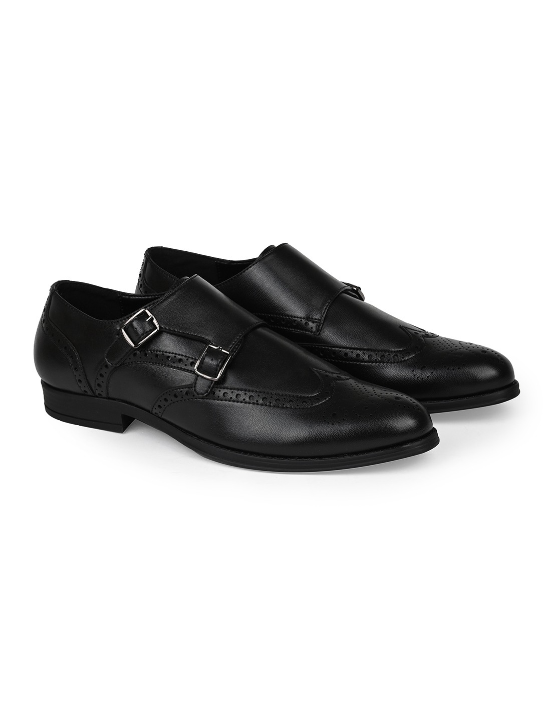The Bruno Black Men Formal Brogue Monk V8 By Ruosh