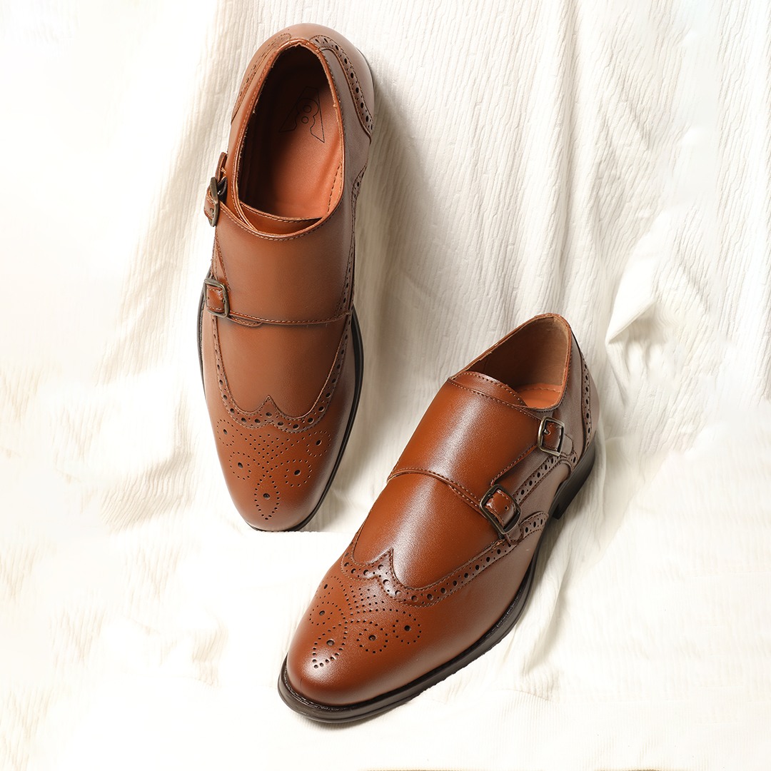 The Bruno Tan Men Formal Brogue Monk V8 By Ruosh
