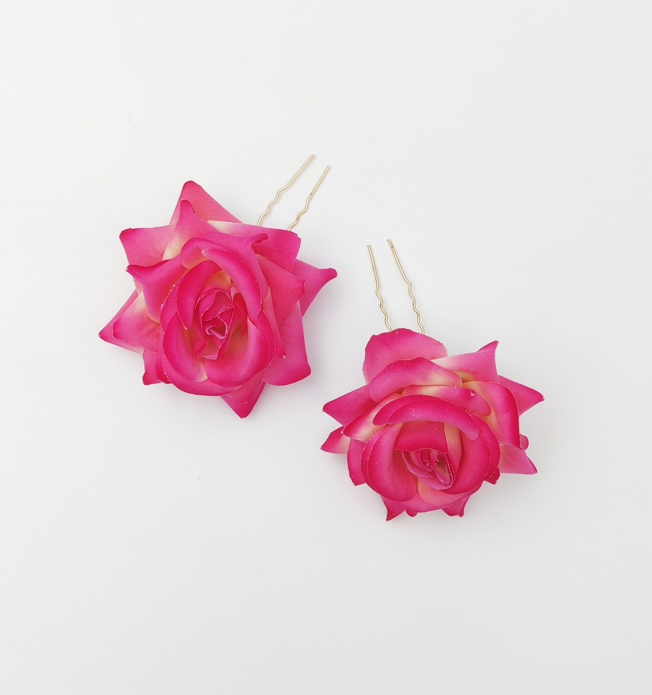 Set Of 2 Shaded Roses Bun Pins - pink, off white