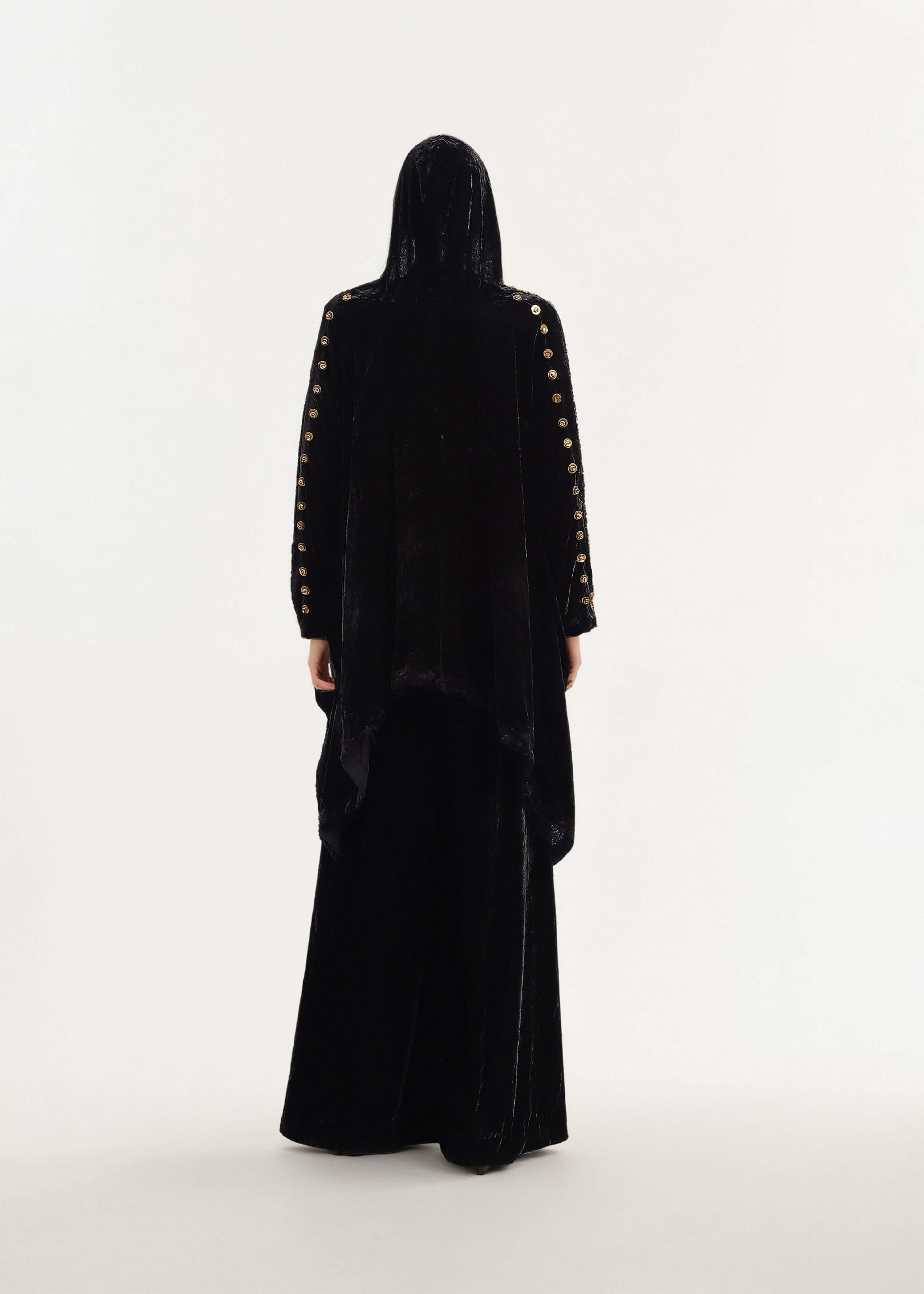 AKOK Black Velvet Hooded Top with Trousers Co-ords