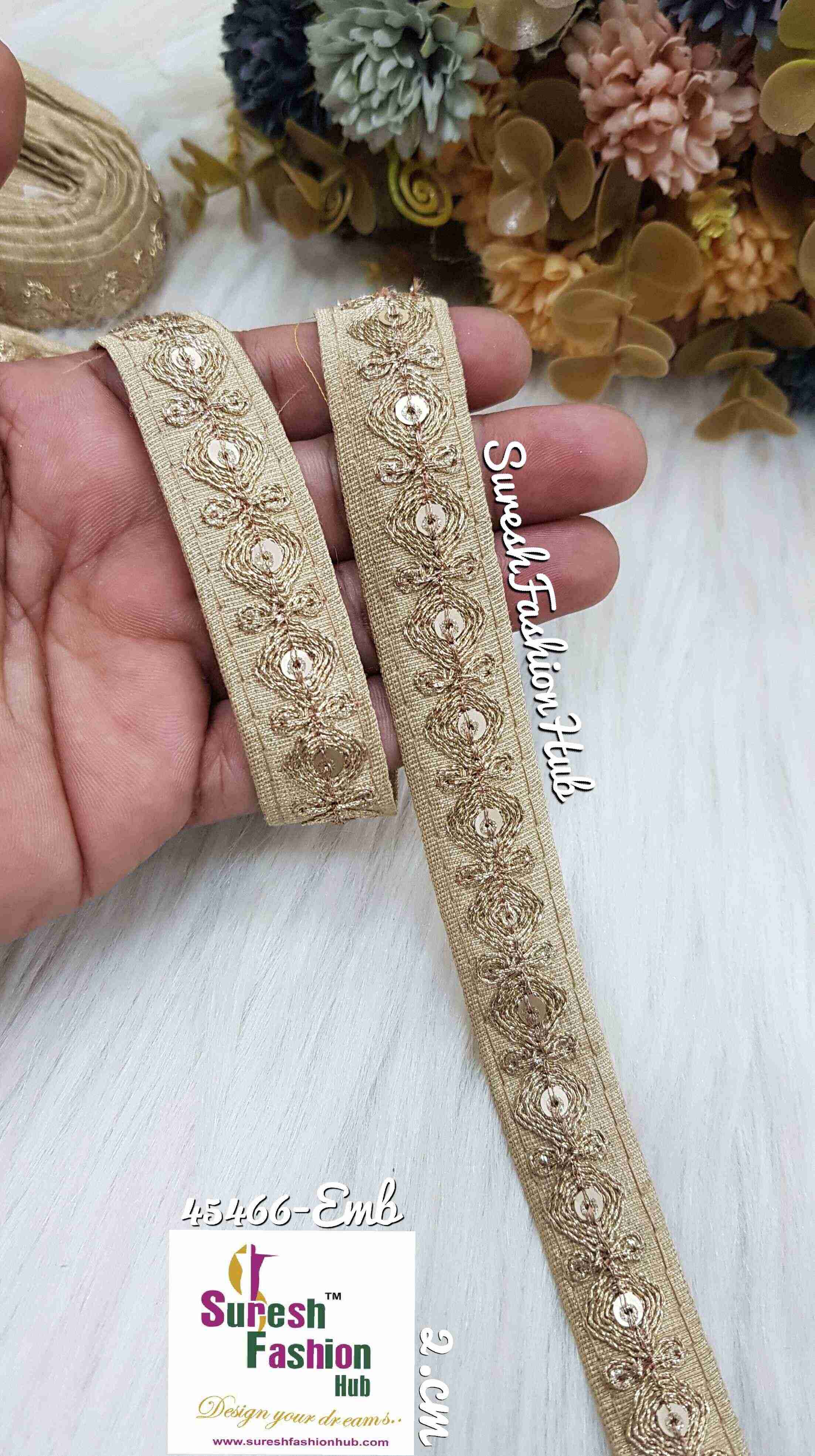 Beige Embroidered Design Trim