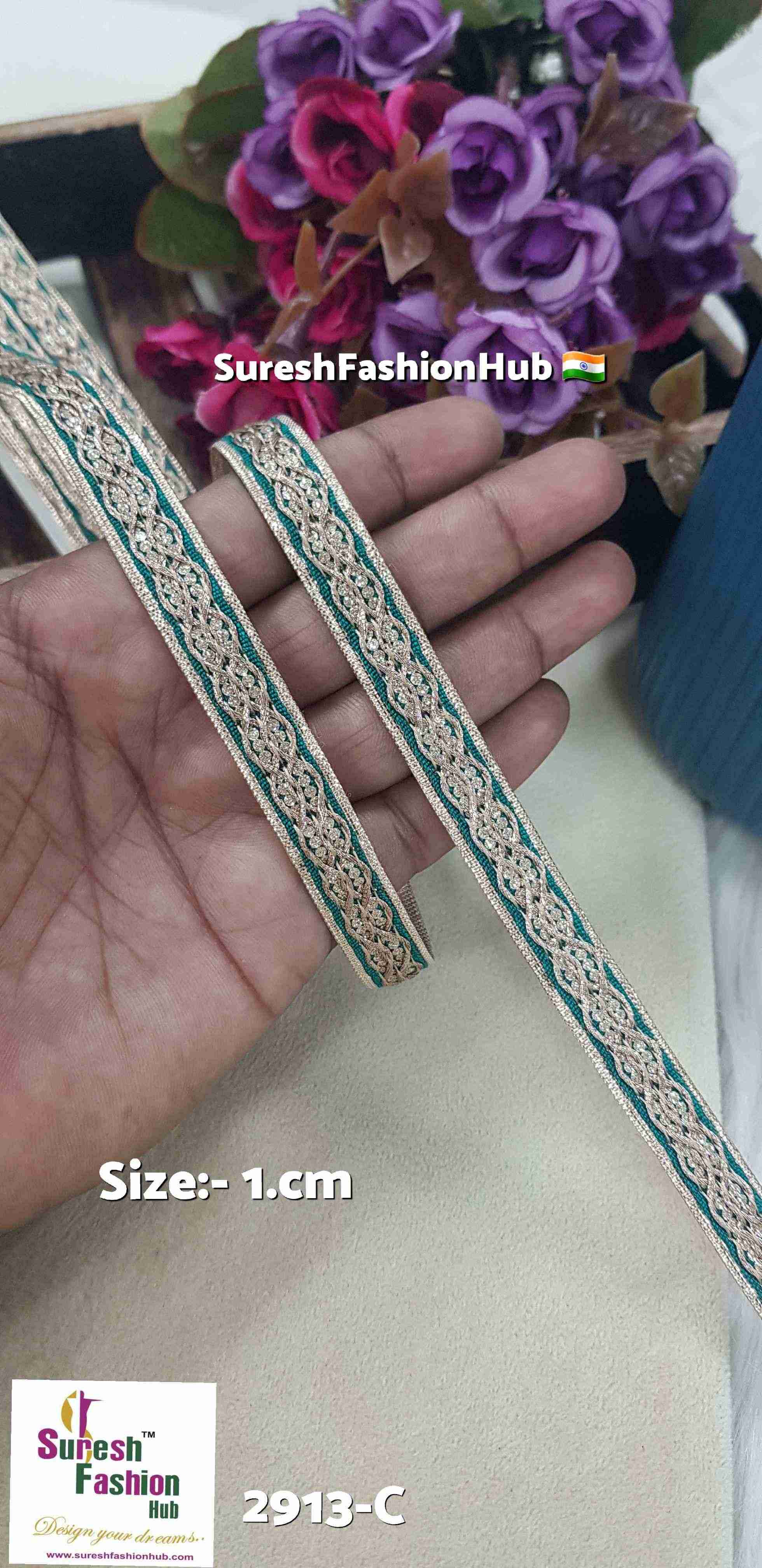 Rama Green Radiant Zari Embellishments Trim