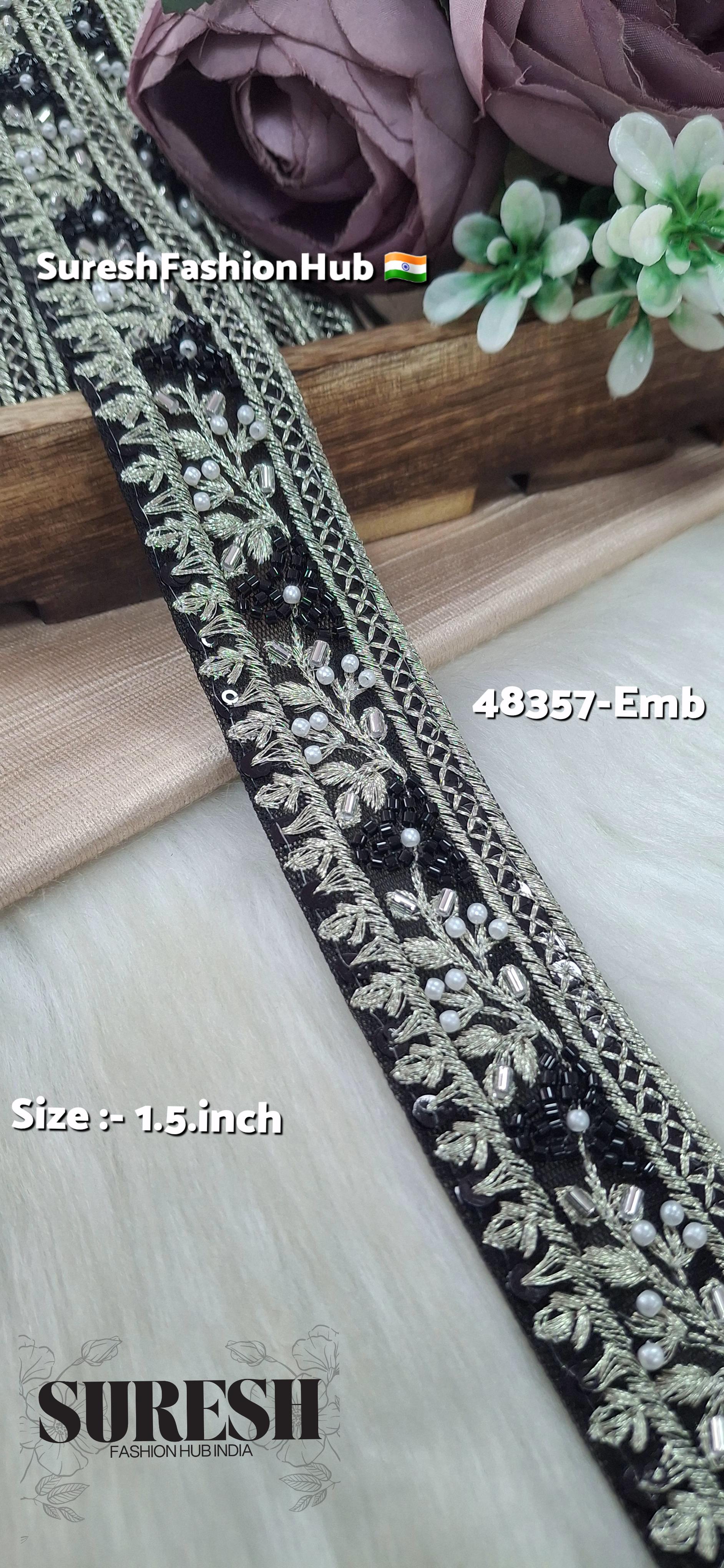 Black Beaded Floral Grace Net Embroidered Lace