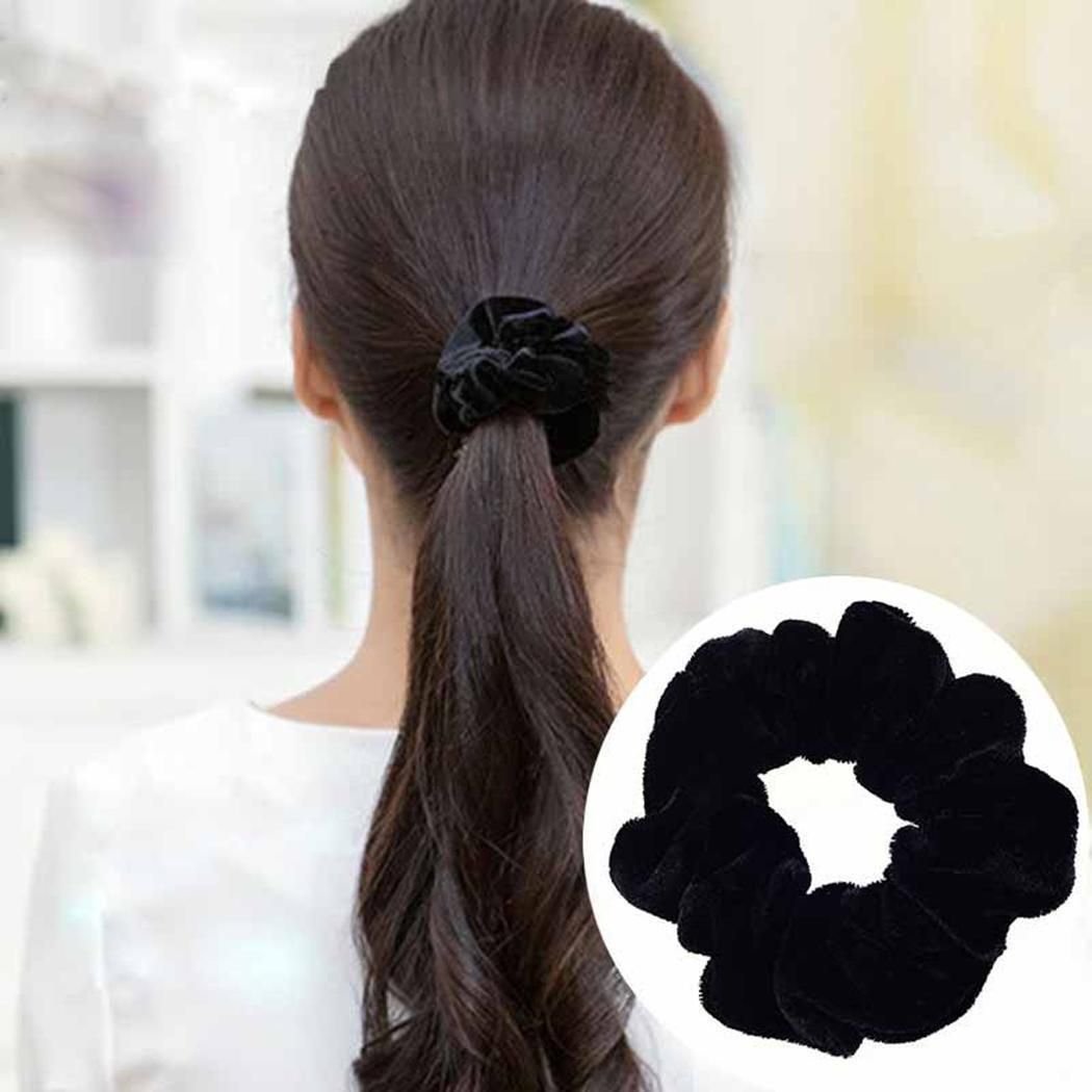 LACE IT™ | LACEIT Black Velvet Hair scrunchies Rubber Band Pack Of 1 (12 Pieces) 2