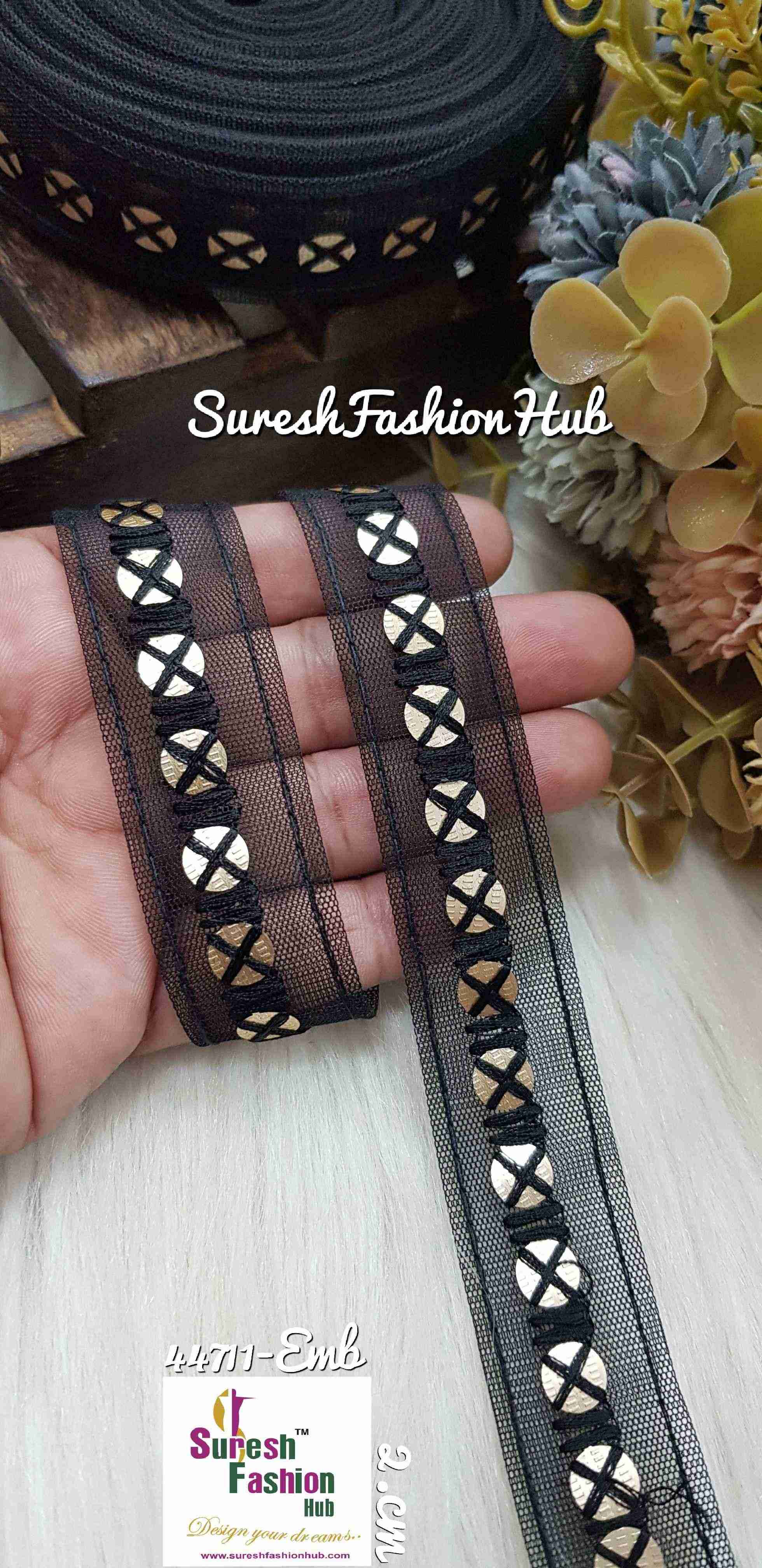 Black Net Touch Sequin Thread Lace