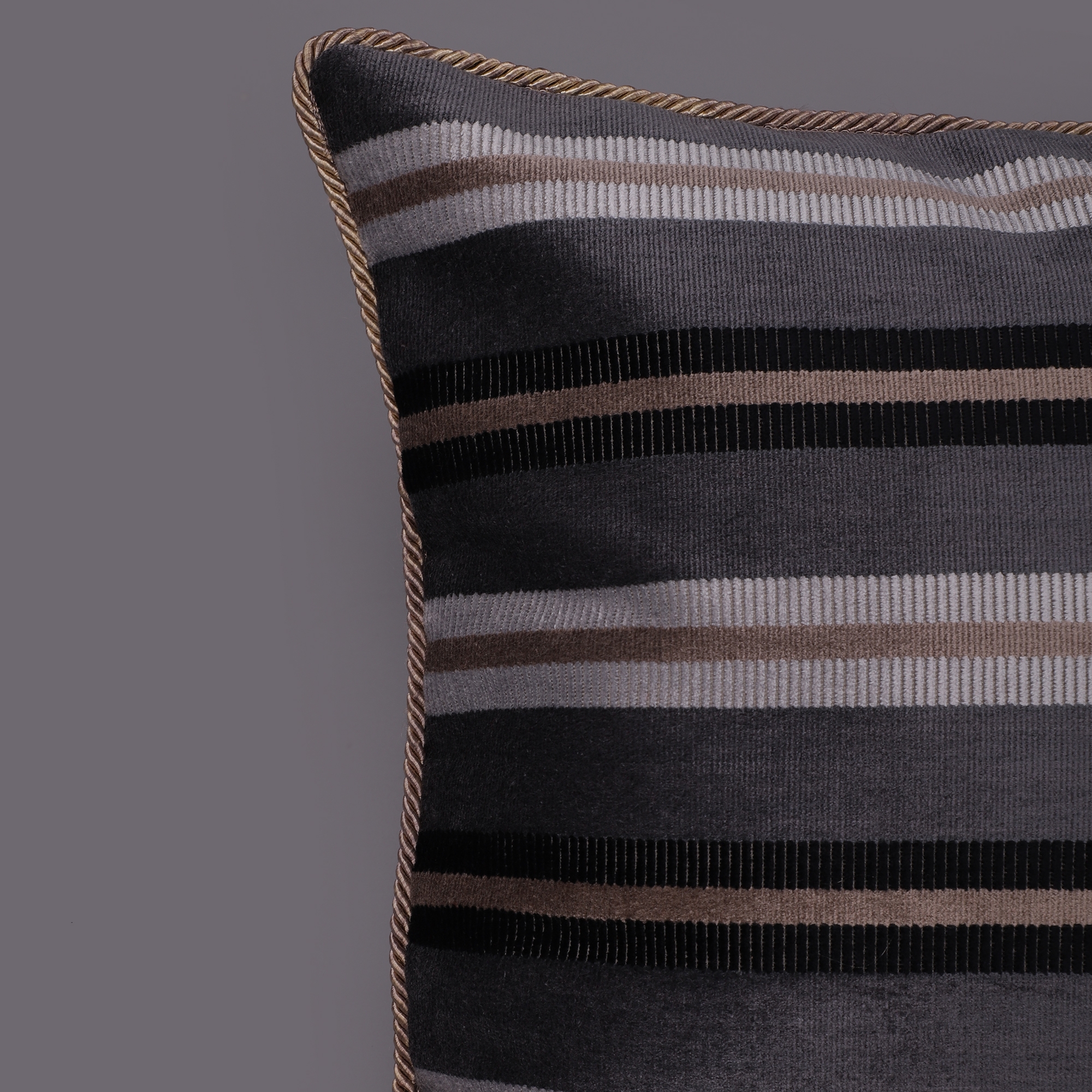 Harold Meagan | Velvet Striped Cushion Cover ( 18*18 ) Inches 1
