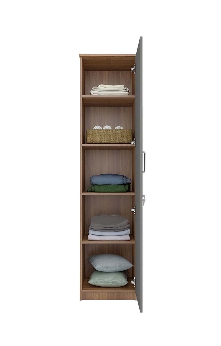 neudot Adona Engineered Wood Single Door Wardrobe - Grey
