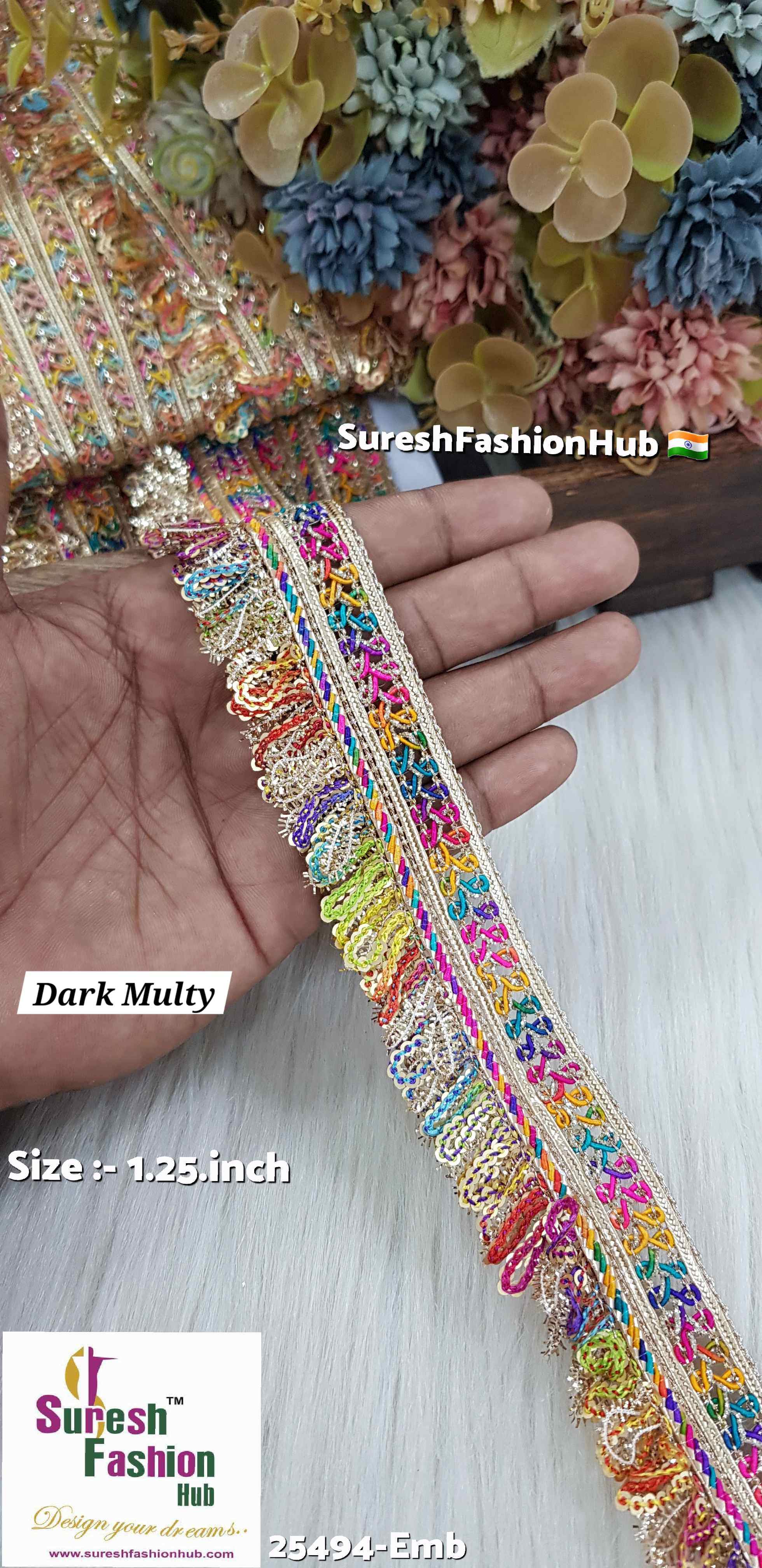 "Decorative Jhalar Lace with Glitter Dori for Festive Wear"