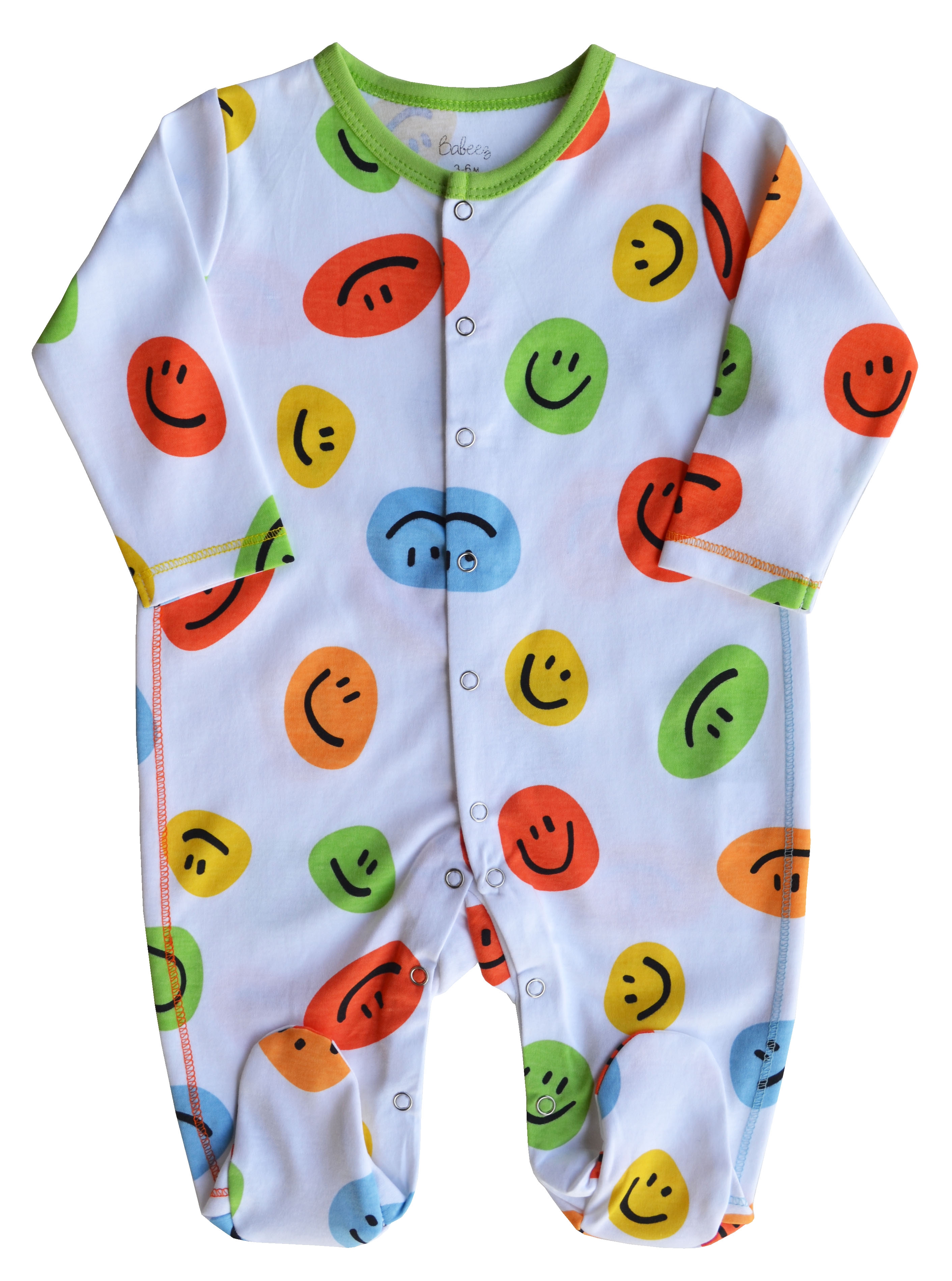 All Over Smiley Printed Sleeper/Full Romper with Feet (100% Cotton)