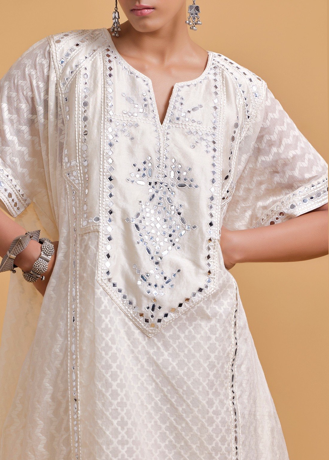 Azra Mirror Offwhite Kaftan Set