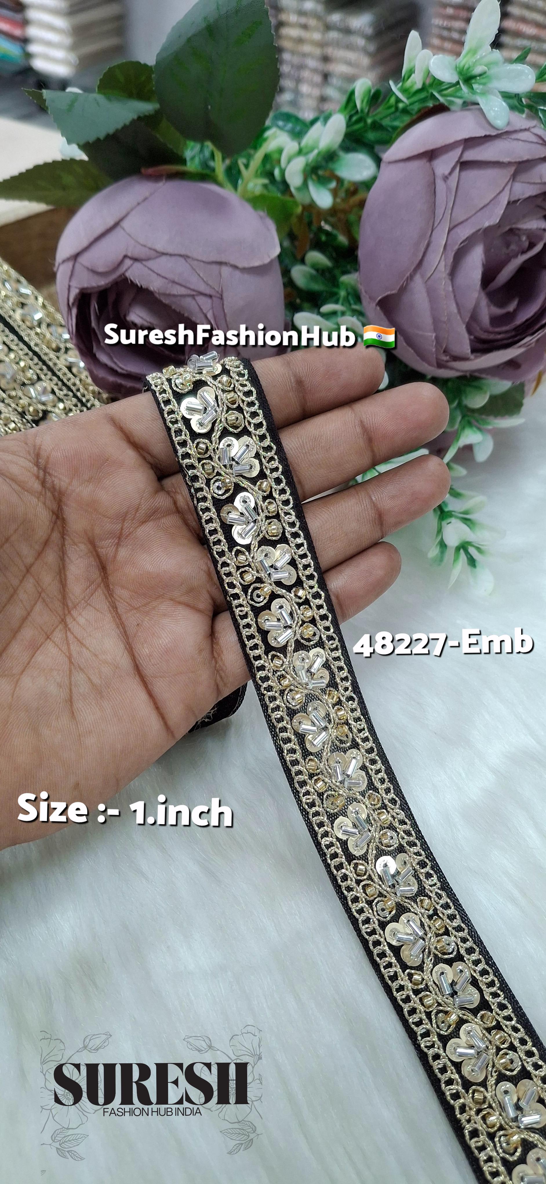 Black Pearl Embroidery Net Lace
