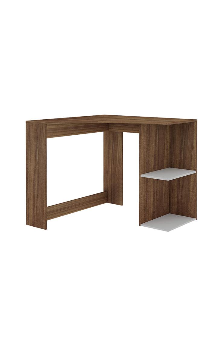 NEUDOT Cruze Corner Study Table - Leon Teak | Corner Study Table for Students | 1 Wood Study Table | Office Table | Desk for Work from Home | 1 Year Warranty