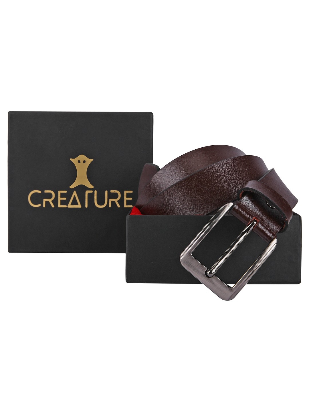 CREATURE | Creature Plain Solid Formal/Casual Brown Genuine Leather Belts For Men 4