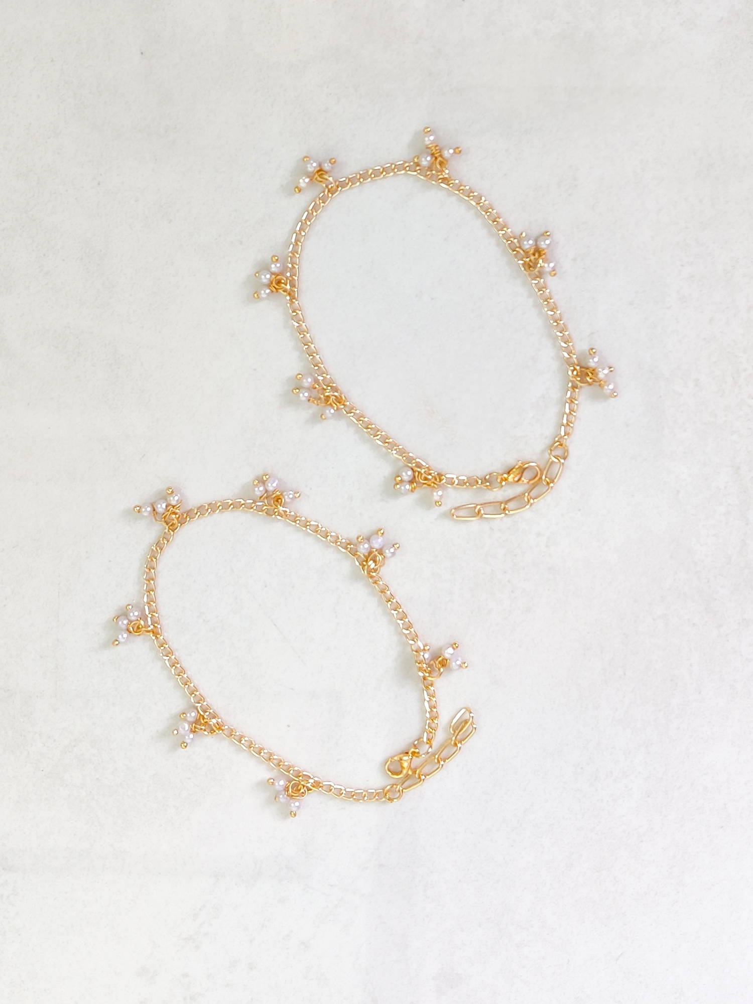 Pearly Anklets - Gold, Off White