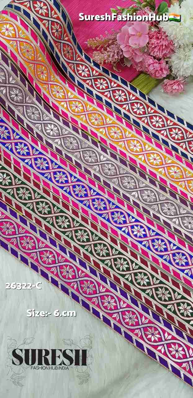 Maroon Rose Gota Floral Border – 26322-C