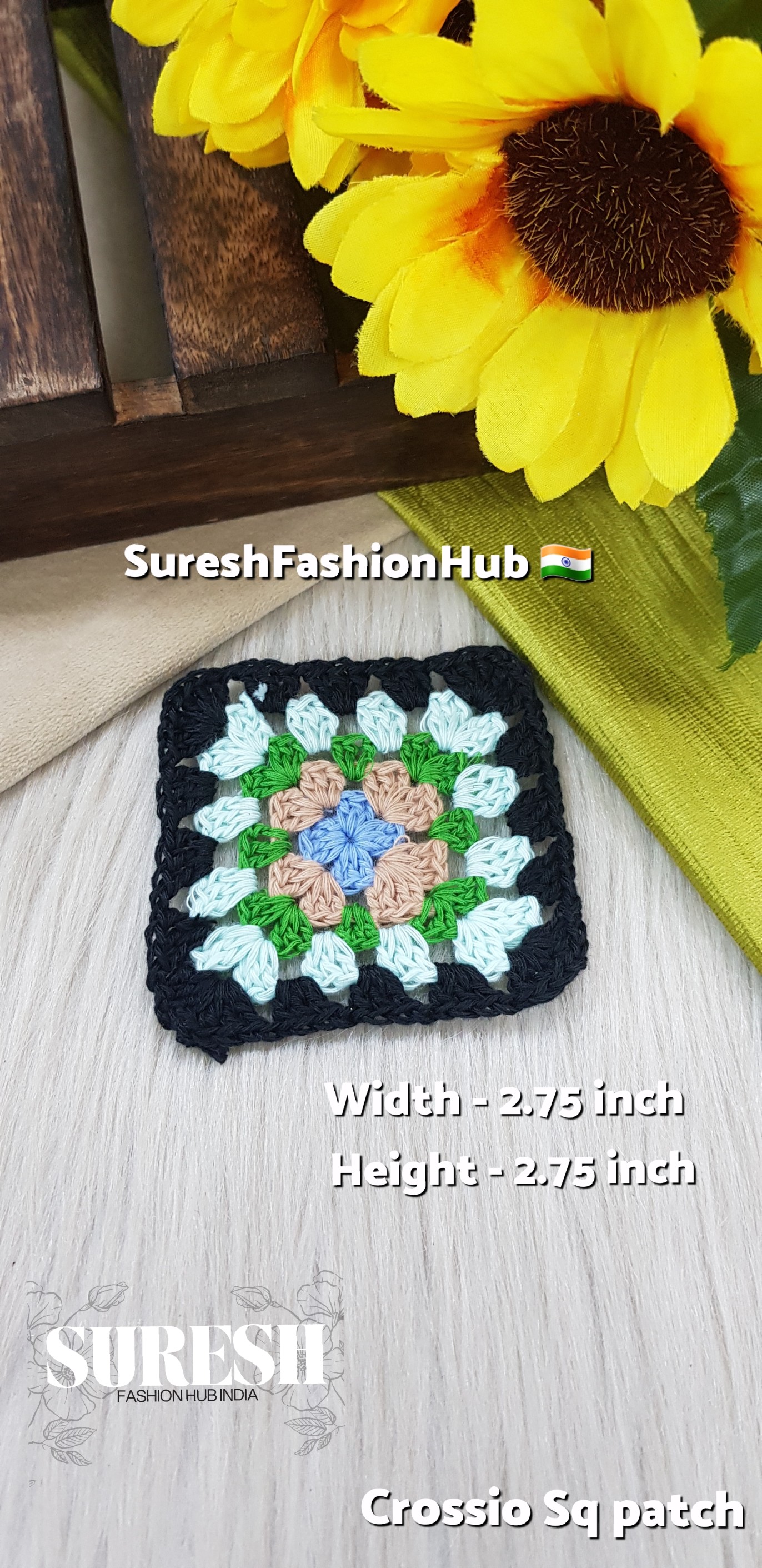 Cr-1 Handmade Crosio Square Patch (Black)