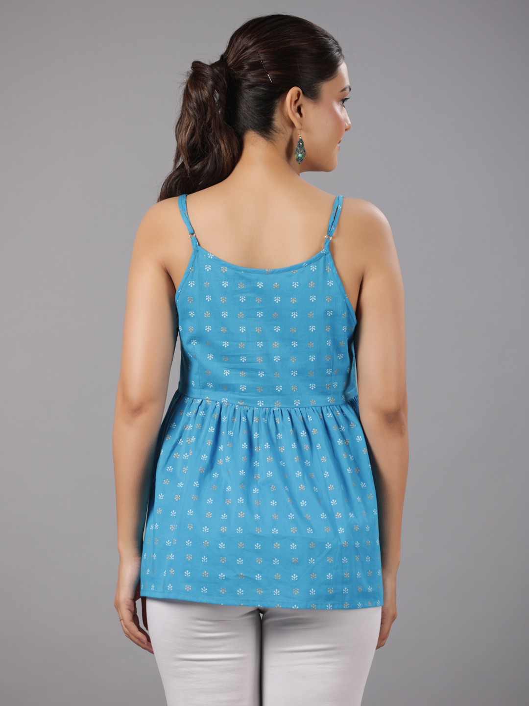 COTTON PRINTED FLARED TOP