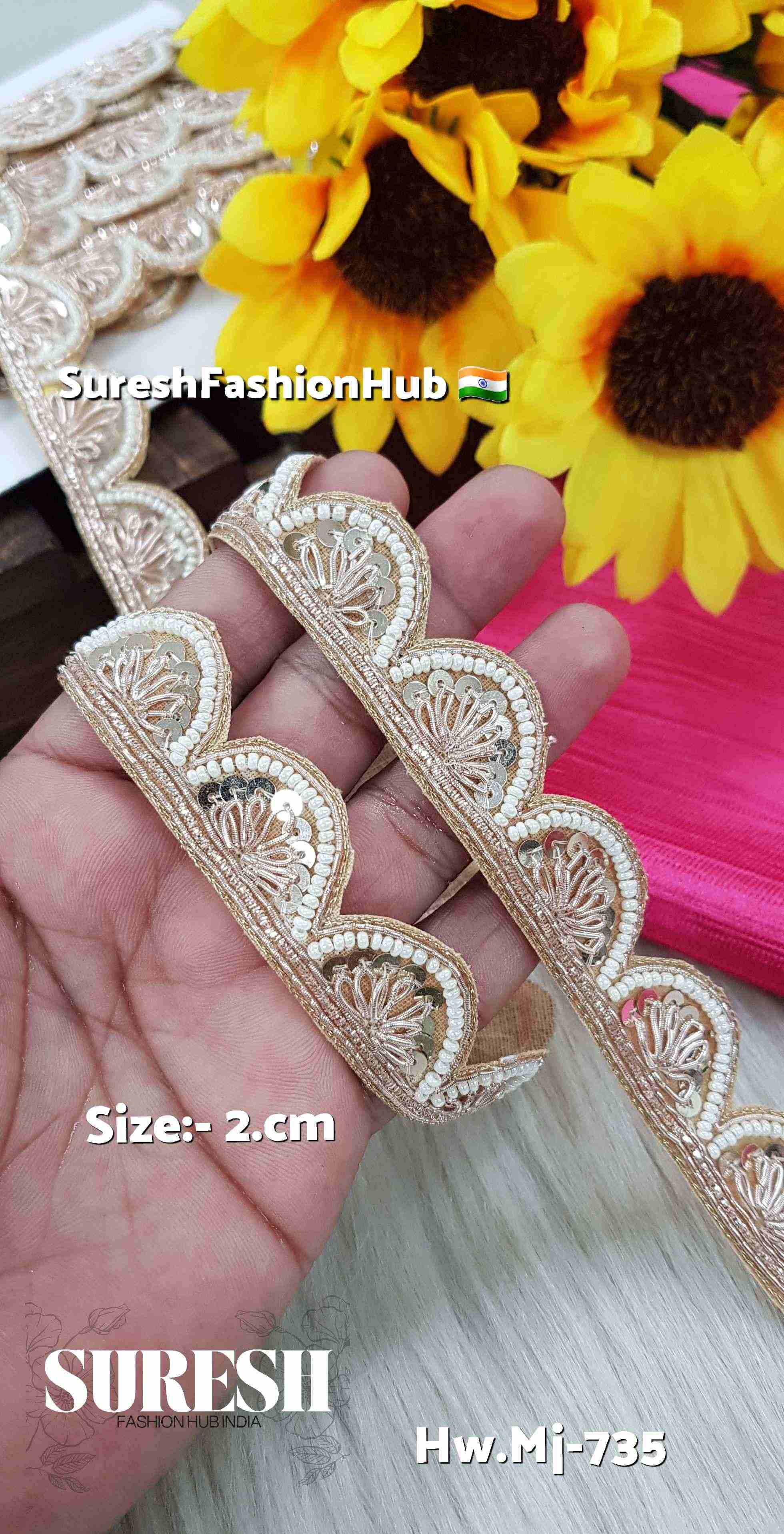Zardozi One-Side Scalloped Cutwork Lace