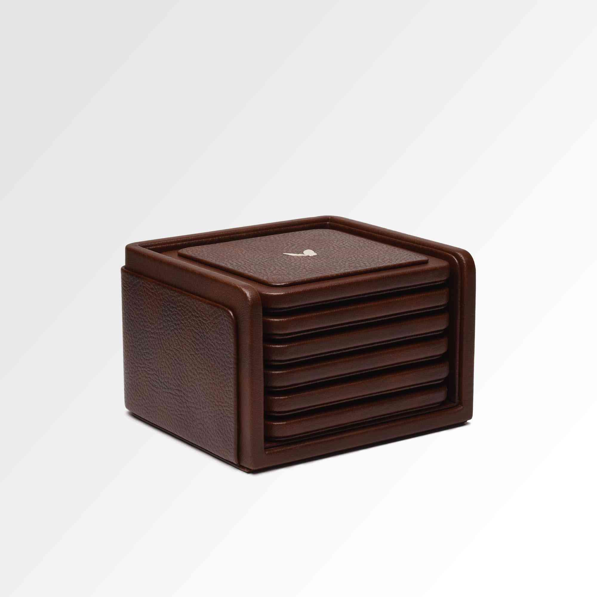 Square Coasters Set - Set of Six - Classic - Brown