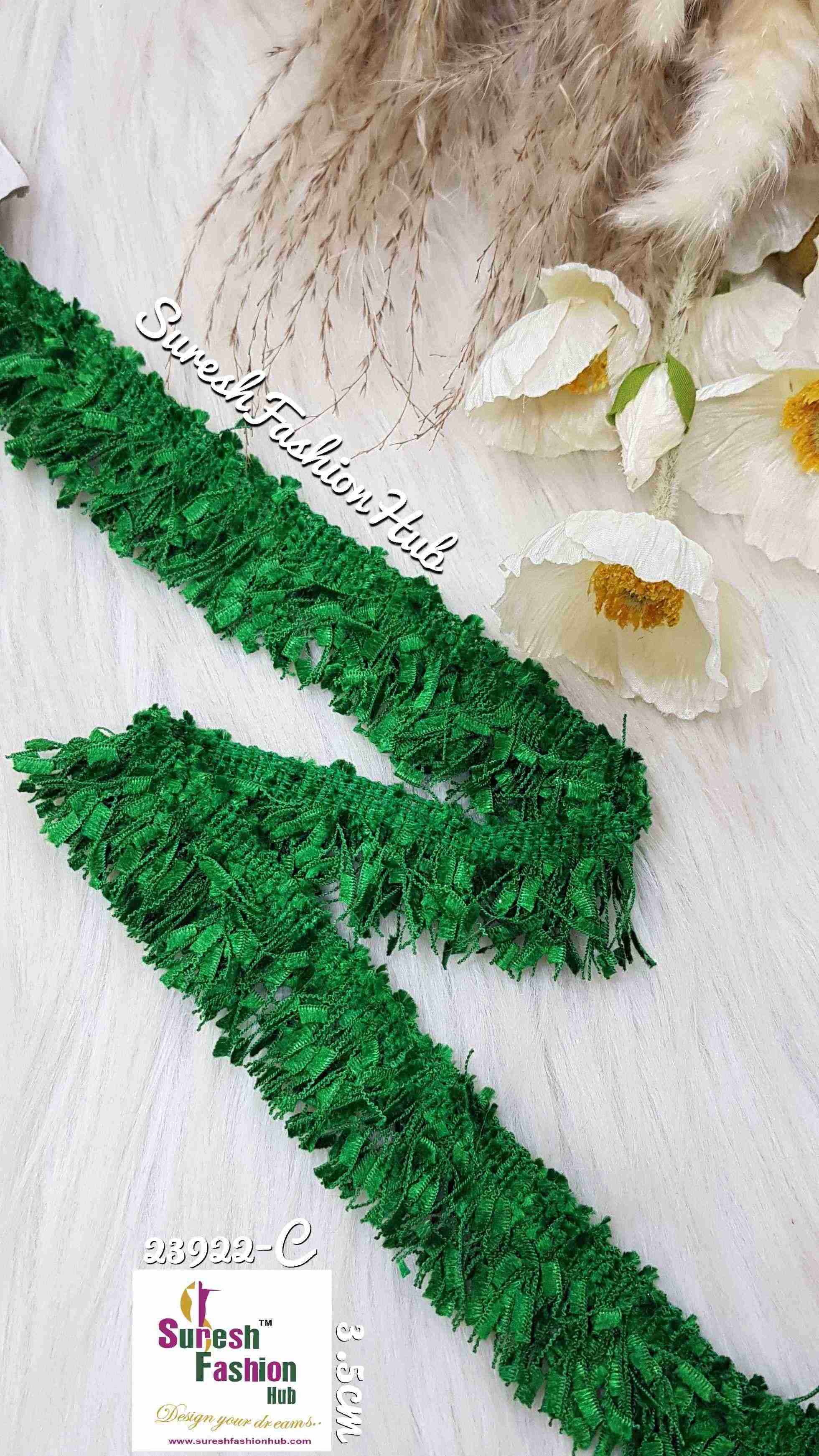 Furry Fringes Parrot Green Trim
