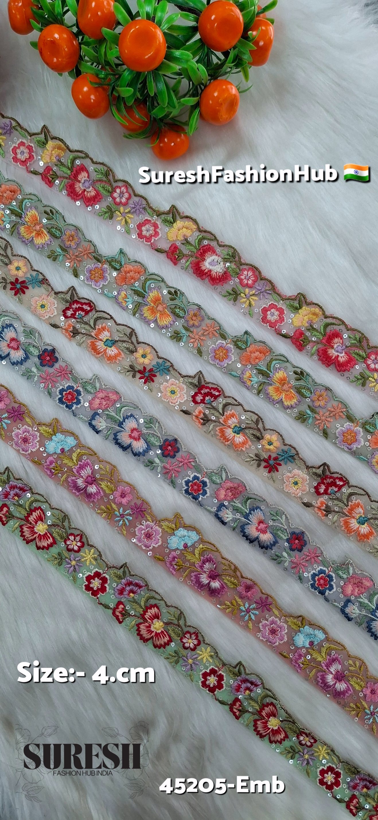 Peach Whirl Multicolor Net Lace