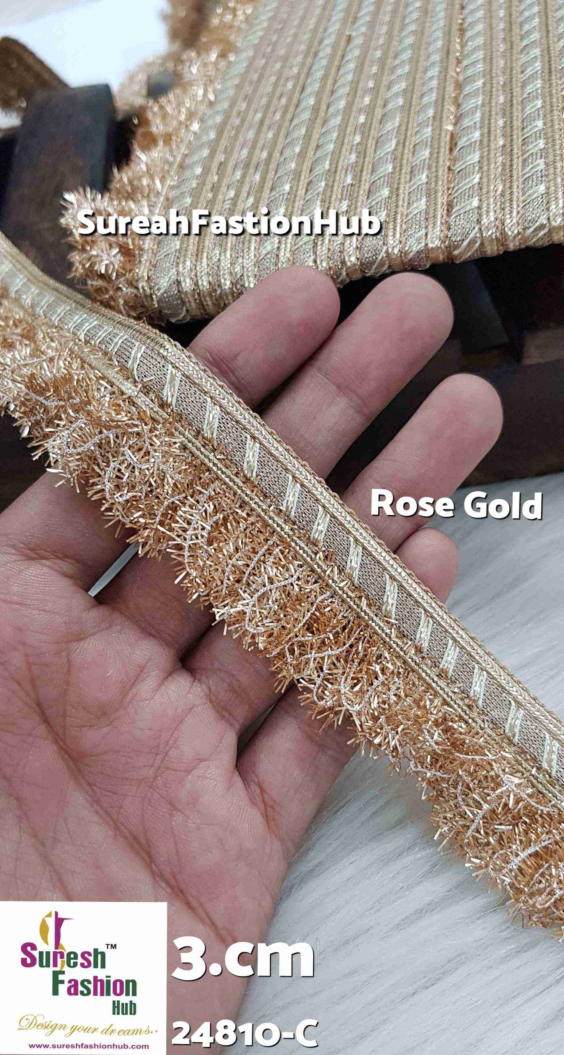 Pearl Gold Jhalar Machine Lace: