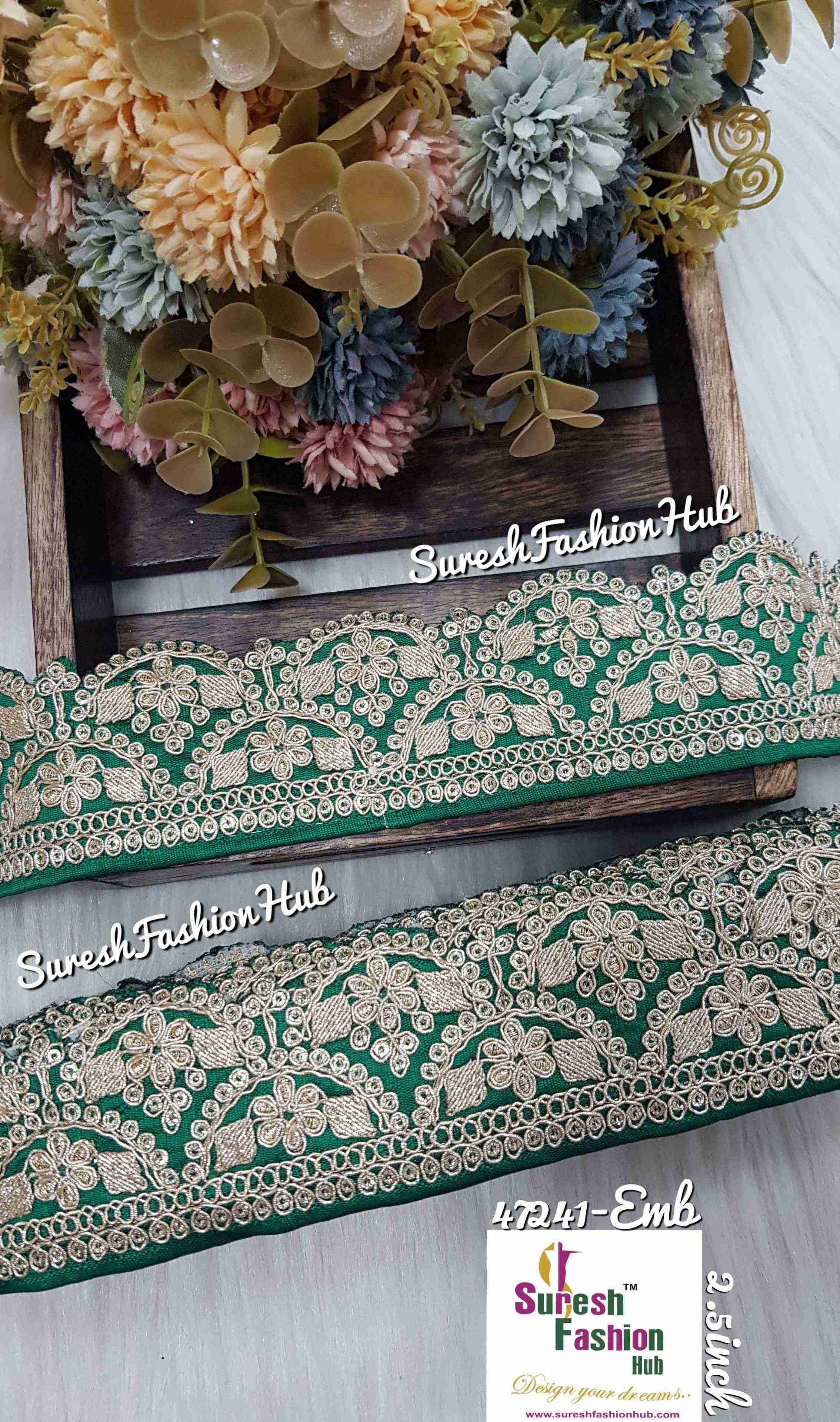 Green Pearl Dori Scalloped Cutwork Lace