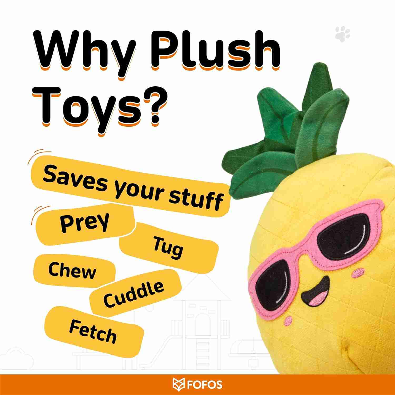 FOFOS Summer Plush Pineapple, Soft Squeaky Dog Toy