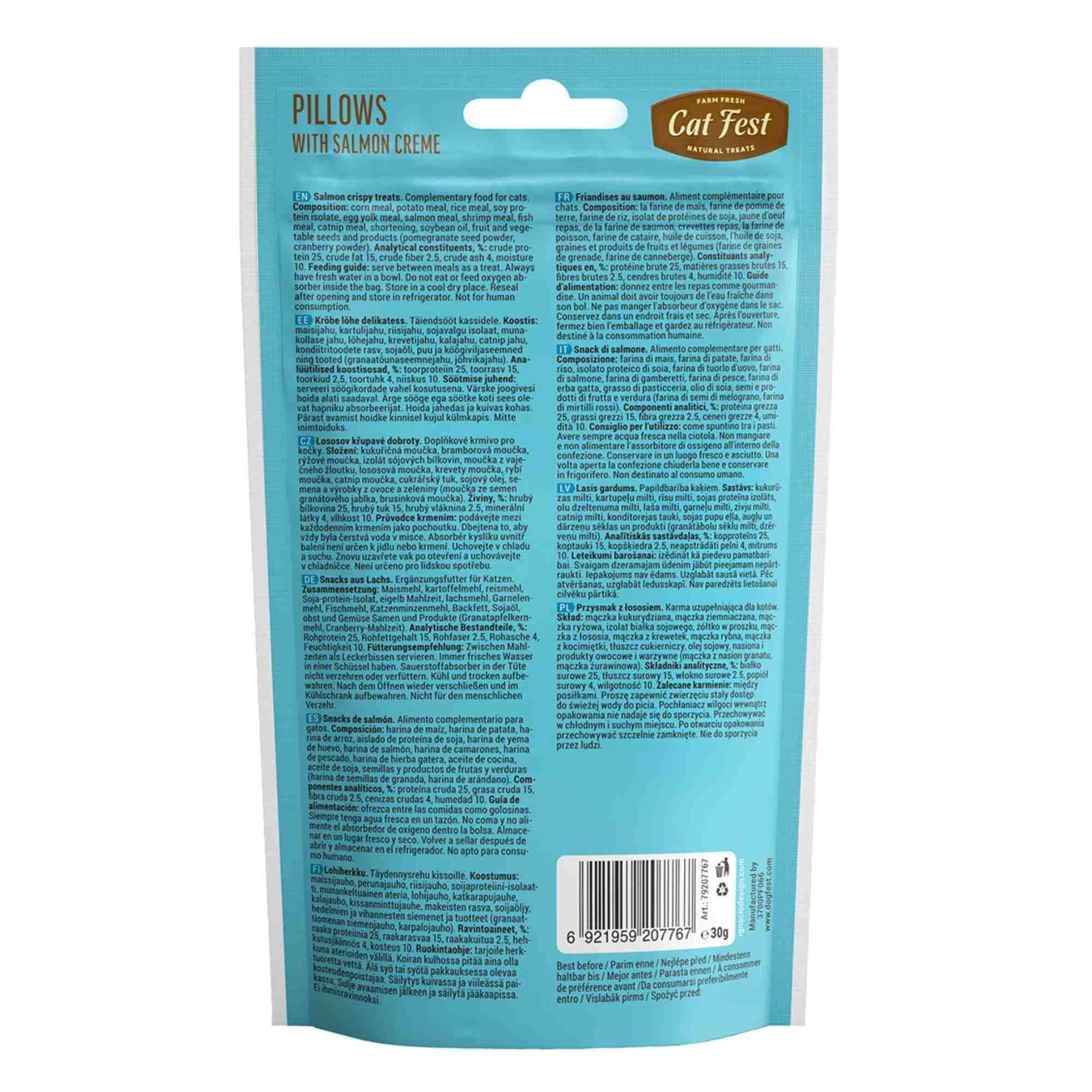Catfest Pillows with Salmon Cream Cat Treats 30g