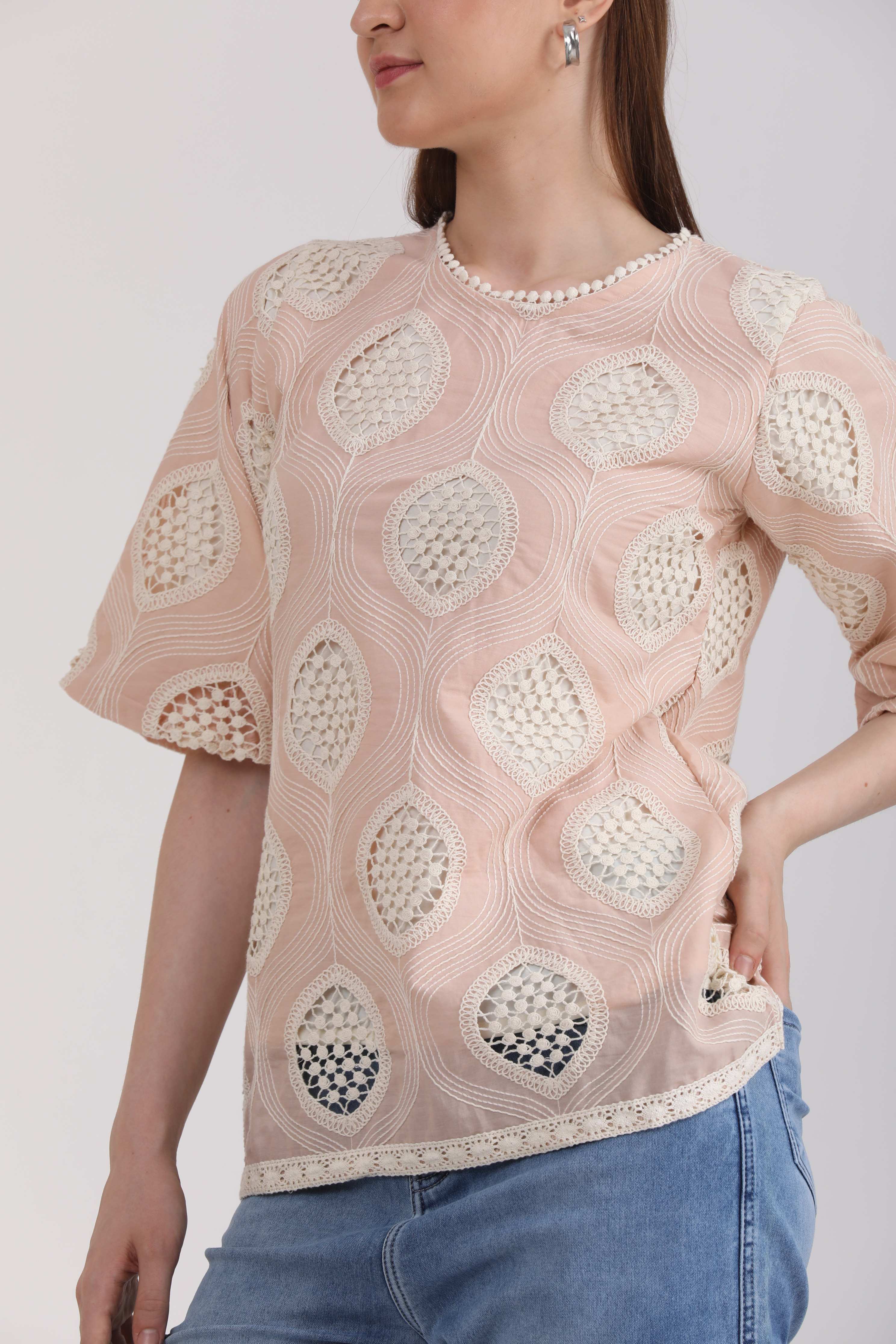 Albion Women Beage Blouson Top