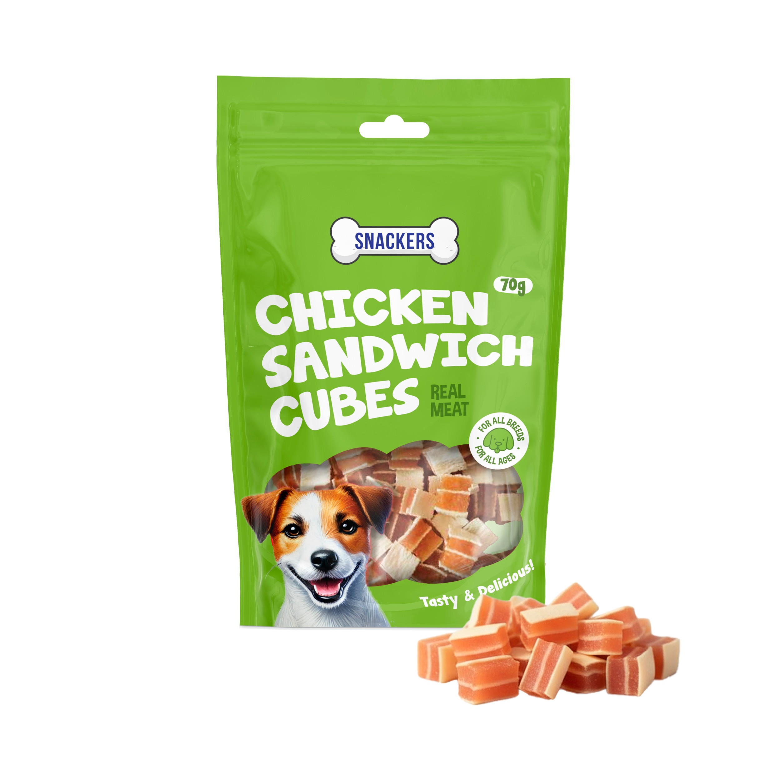 Snackers Chicken Sandwich Cubes Dog Treats 70g CL