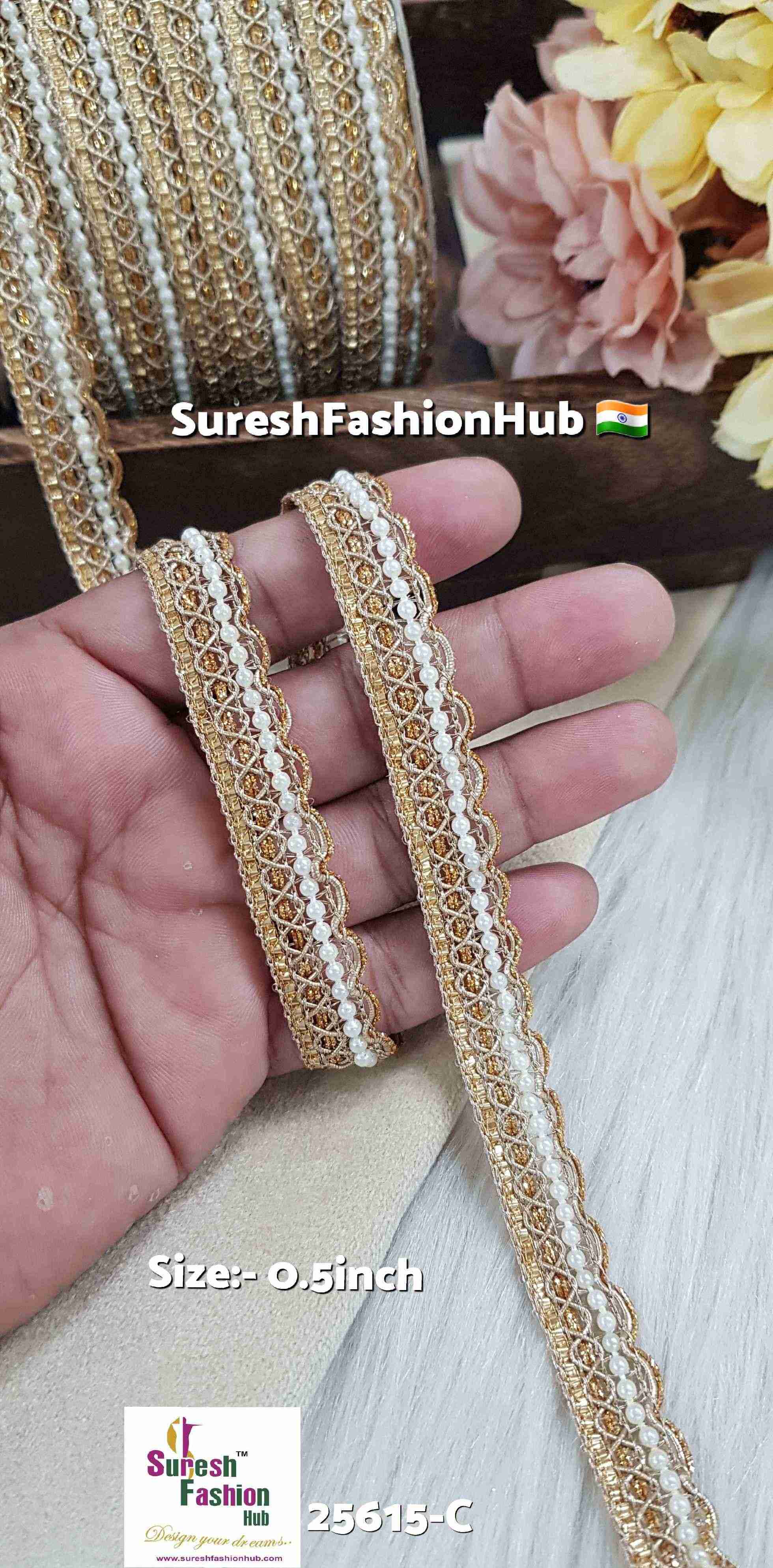 Antique Gold Pearl Dori Lace