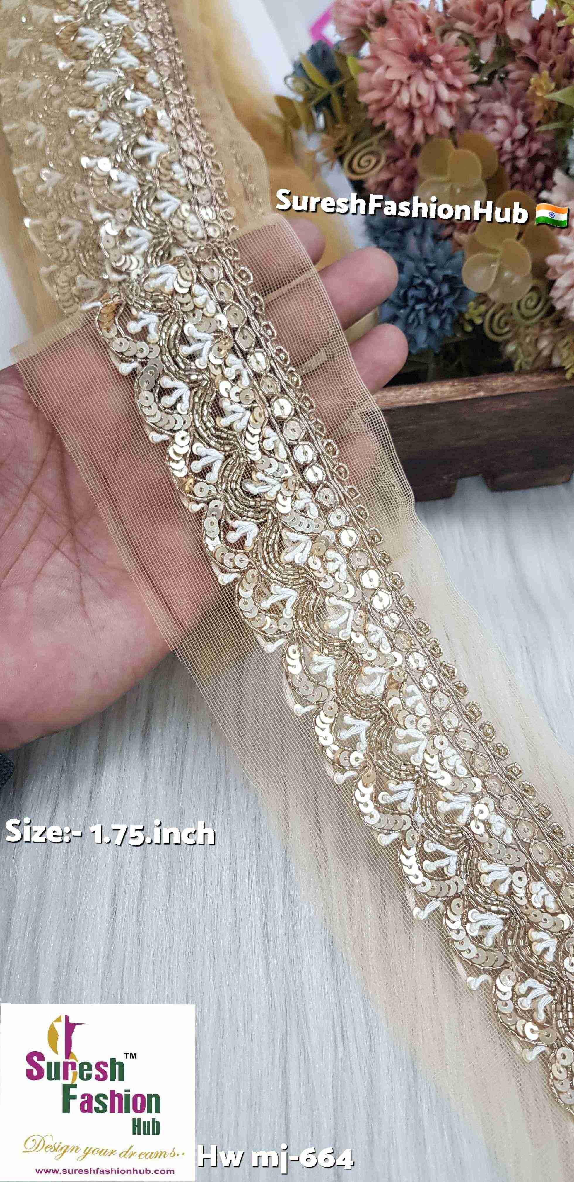 Scalloped Zardosi Handmade Lace