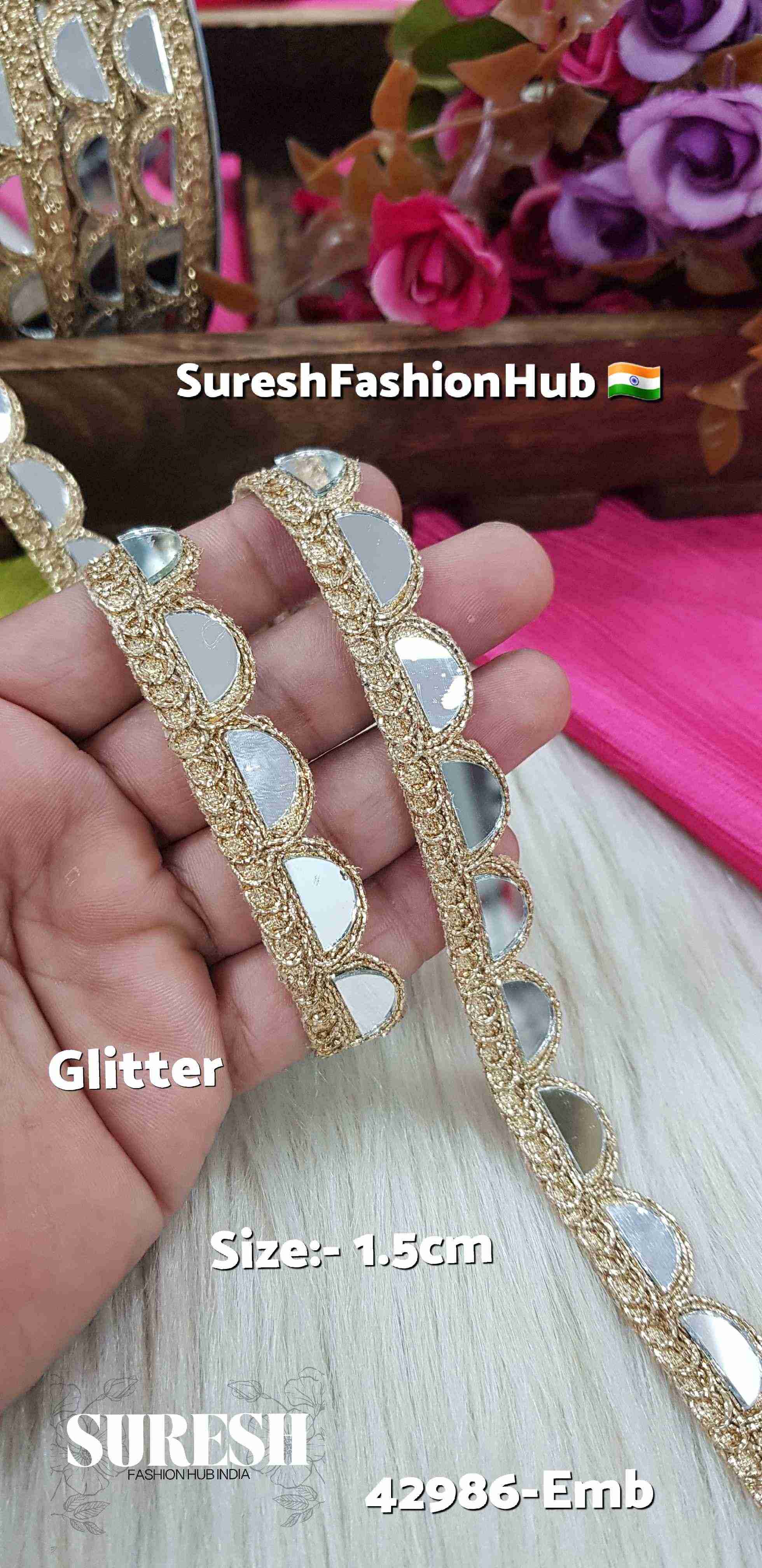 Gleam Edge Scallop Mirror Lace – Glitter  42986-Emb