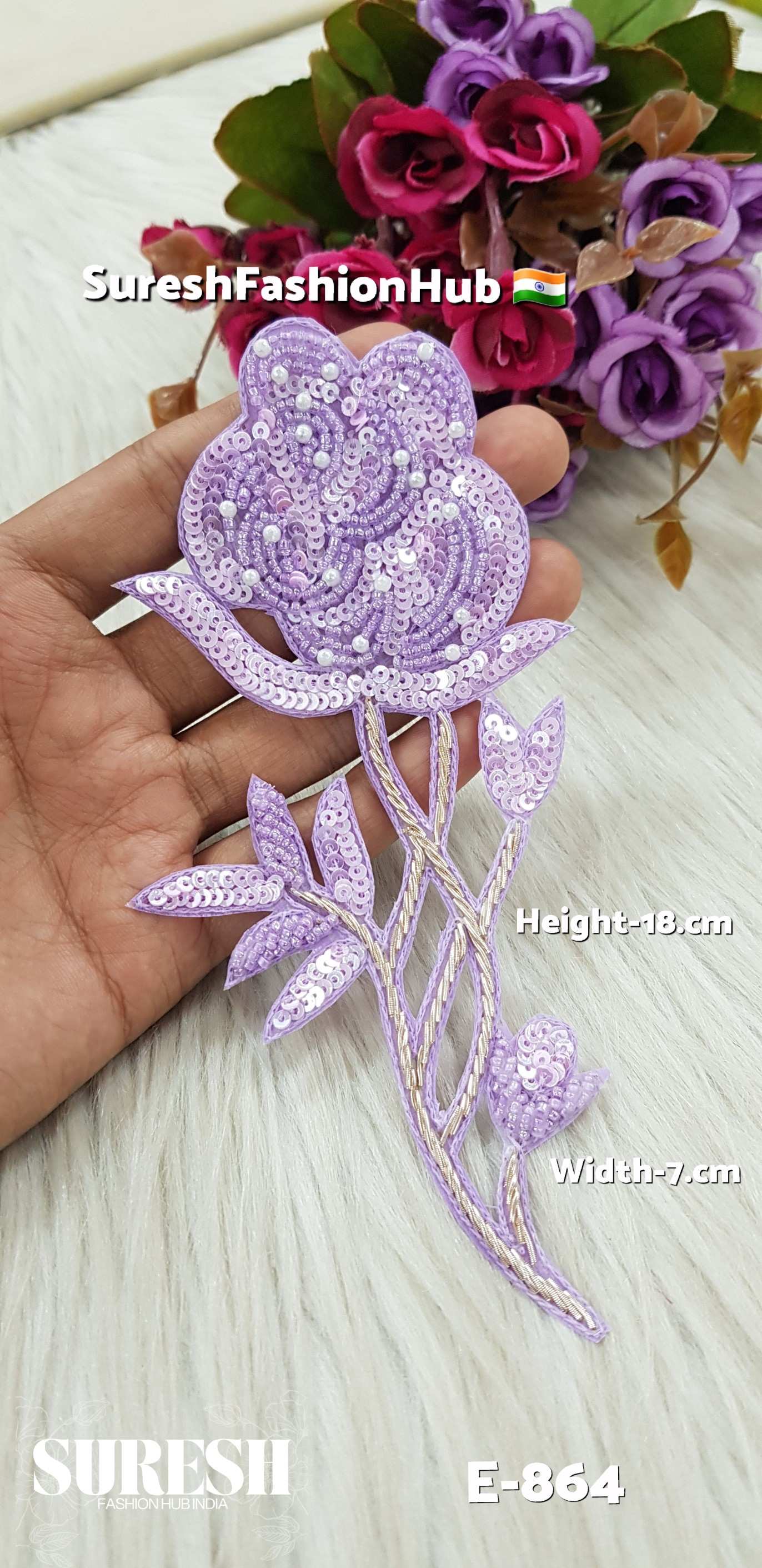 Soft Lilac Handcrafted Rose Patch