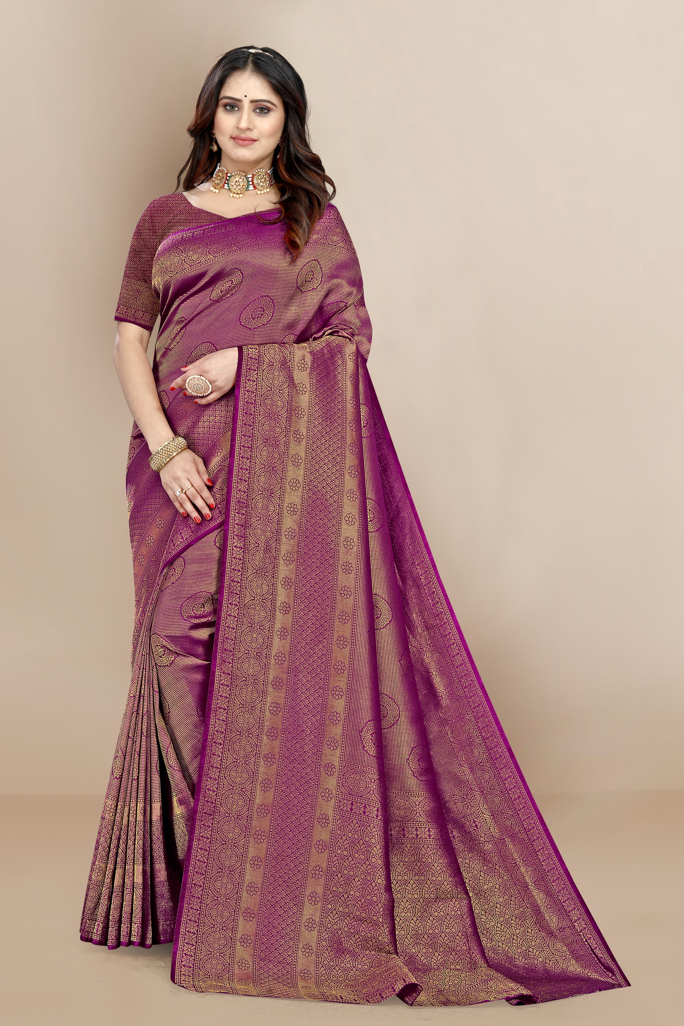 Vairagee | Viaragee Beautiful Ethnic Wear Silk Blend Banarasi Traditional Saree 0