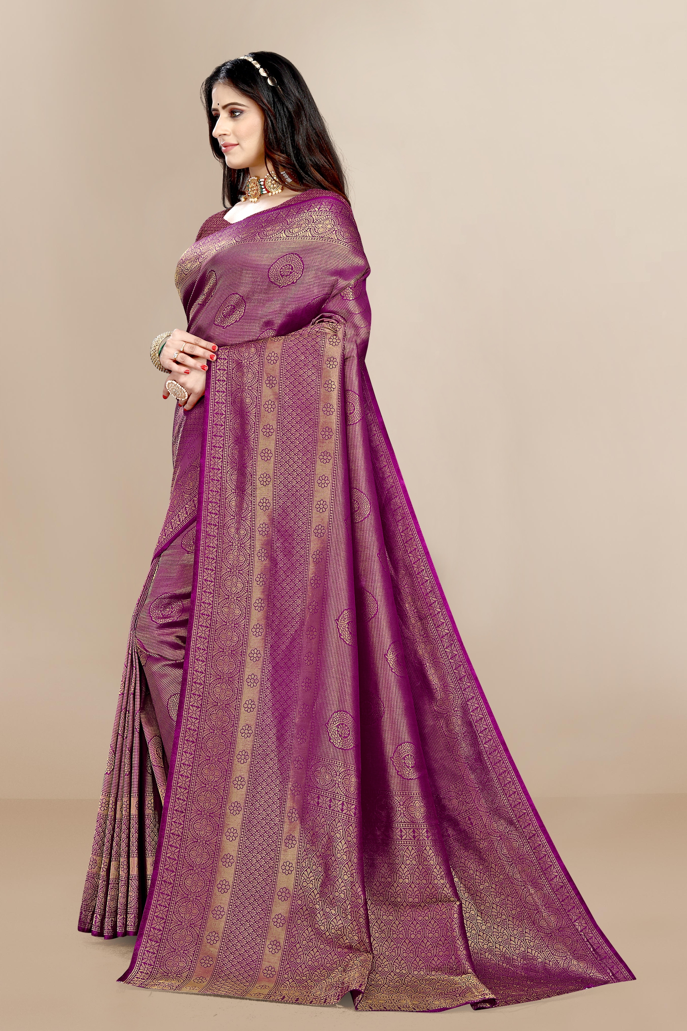 Vairagee | Viaragee Beautiful Ethnic Wear Silk Blend Banarasi Traditional Saree 1
